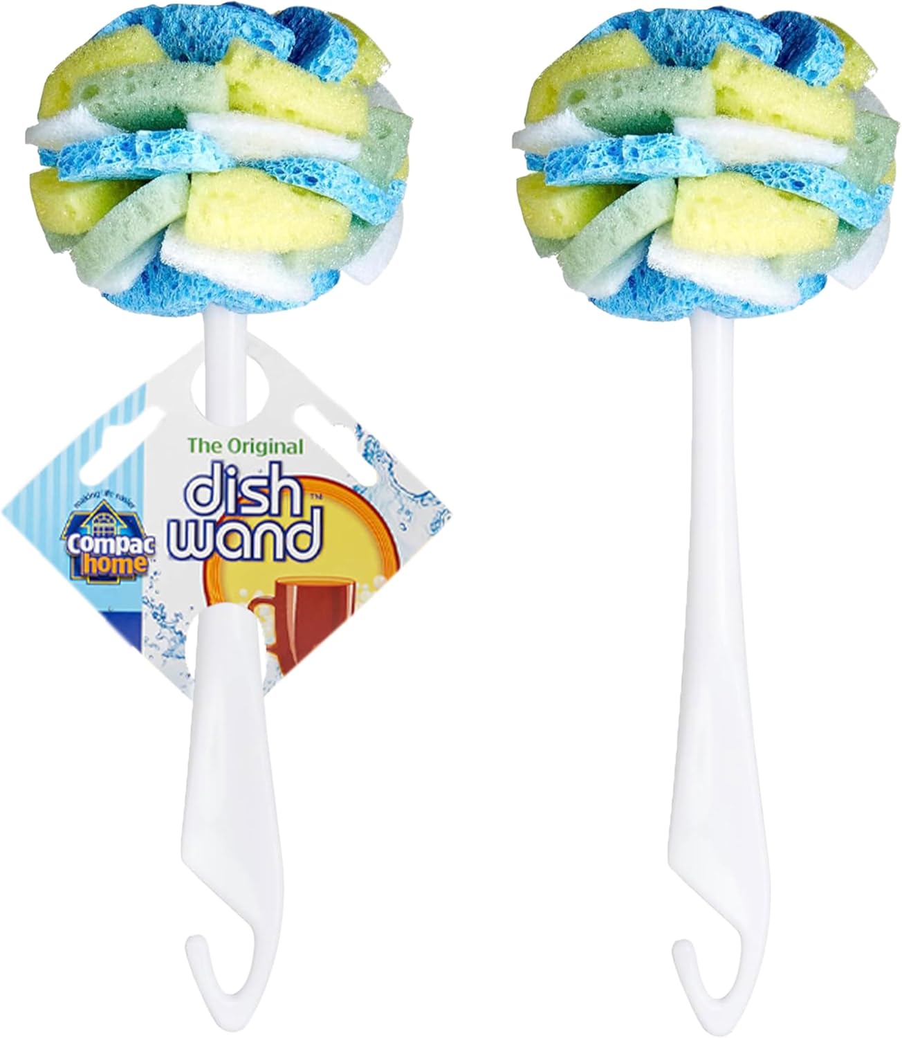 Compac Home Dish Wand Plus Cello, Foam & Scour Sponge Petals Brush and Clean Dishes, Pots, Bottles