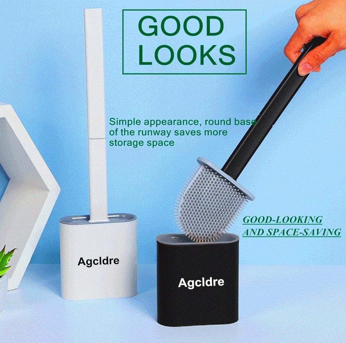 Toilet Brush with Holder Silicone Toilet Brush and Cleaning Brush for Household Bathroom Toliet