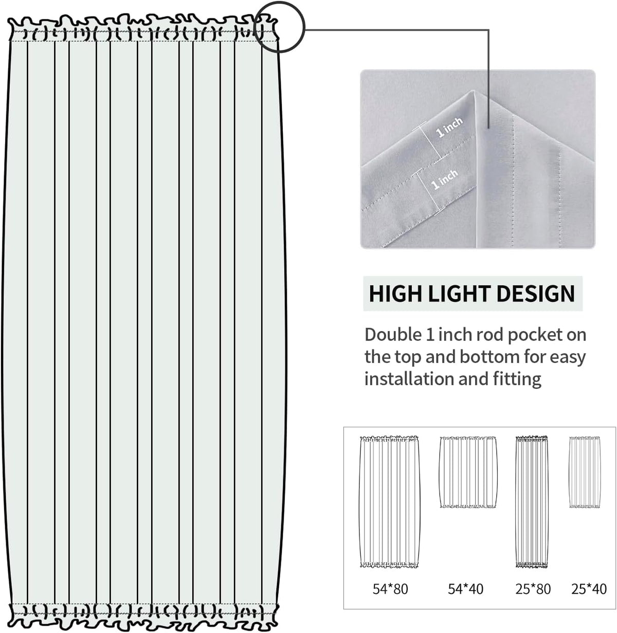DWCN French Door Curtains – Rod Pocket Thermal Blackout Curtain for Doors with Glass Window