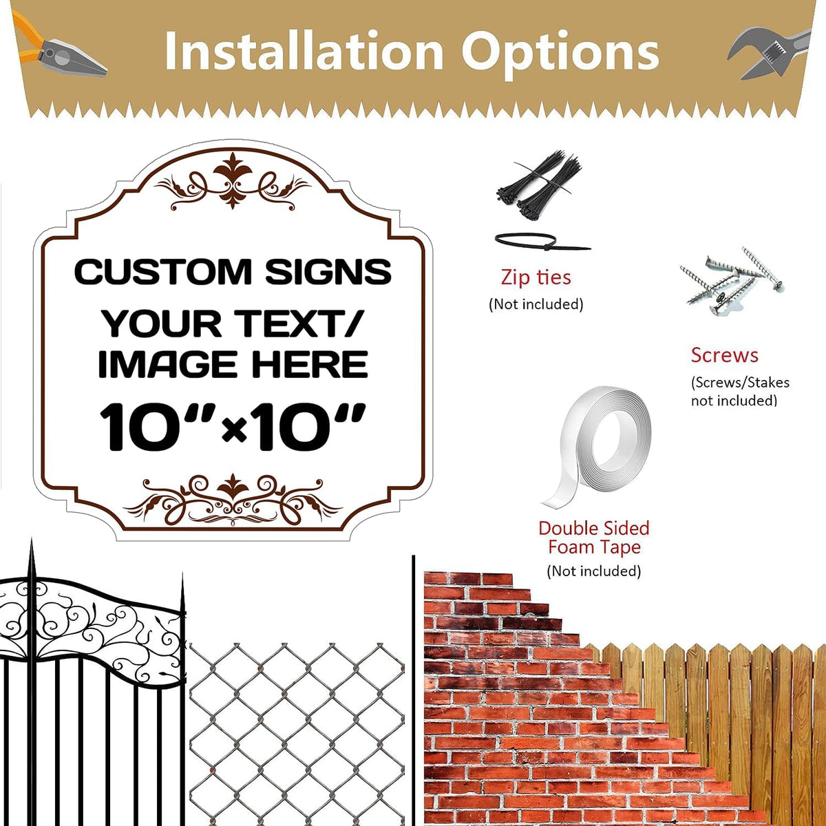 Custom Aluminum Weatherproof Metal Sign - Indoor/Outdoor, Personalized Text & Picture, Hazard