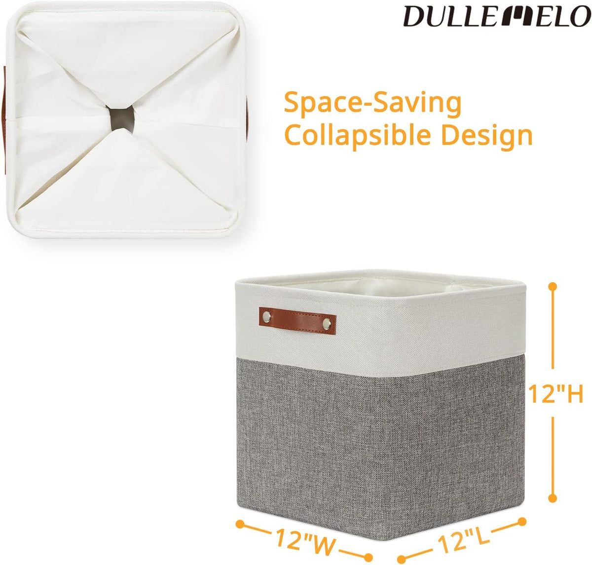 DULLEMELO [Set of 4 Storage Cubes Baskets for Organizing, 12 x 12 x 12 inch Cube Storage Organizer