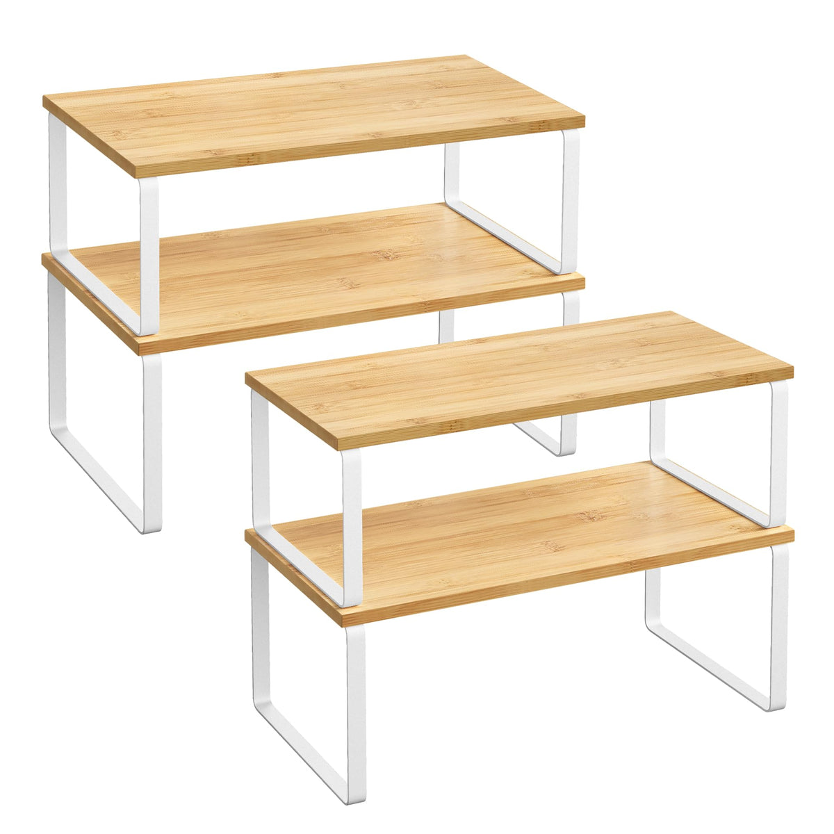 SONGMICS Cabinet Organizer Shelf, Set of 4 Kitchen Counter Shelves, Kitchen Storage, Spice Rack