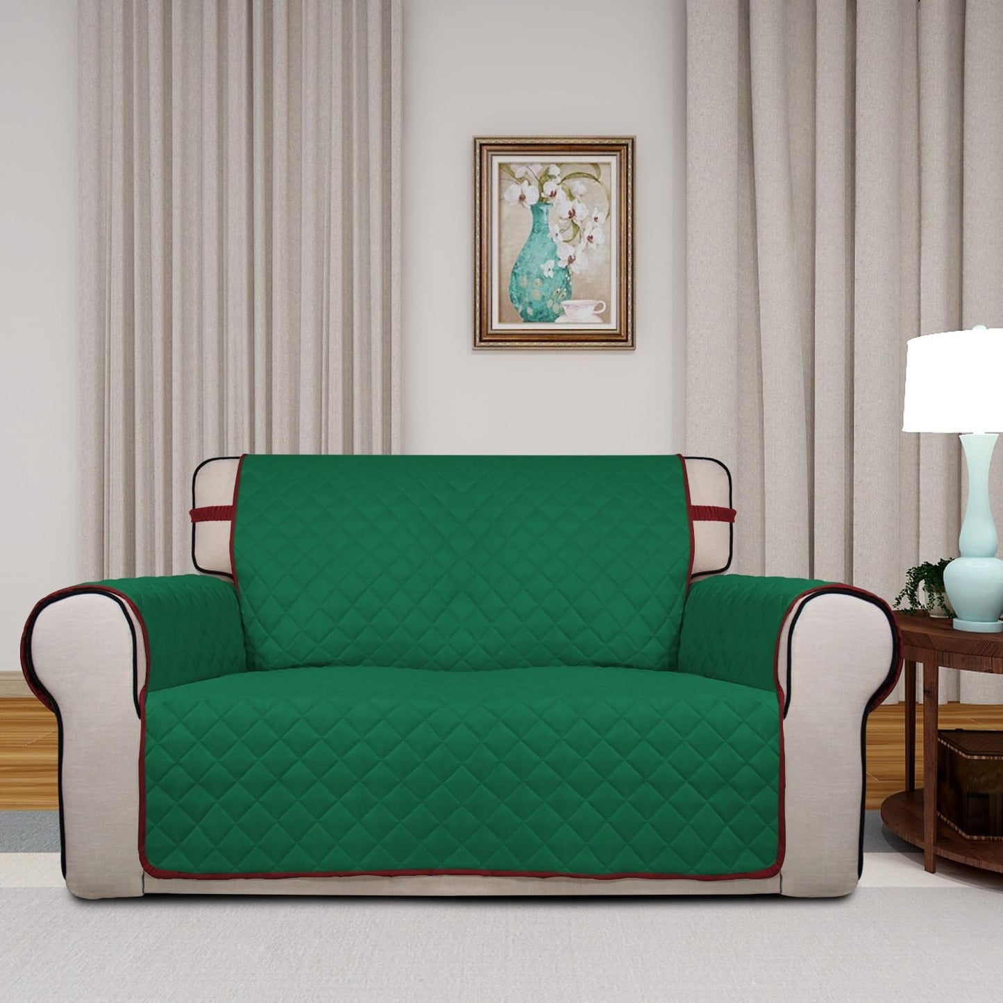 PureFit Reversible Quilted Sofa Cover, Water Resistant Slipcover Furniture Protector, Washable
