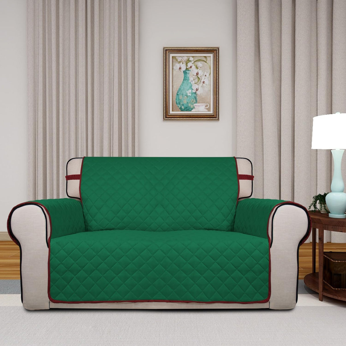 PureFit Reversible Quilted Sofa Cover, Water Resistant Slipcover Furniture Protector, Washable