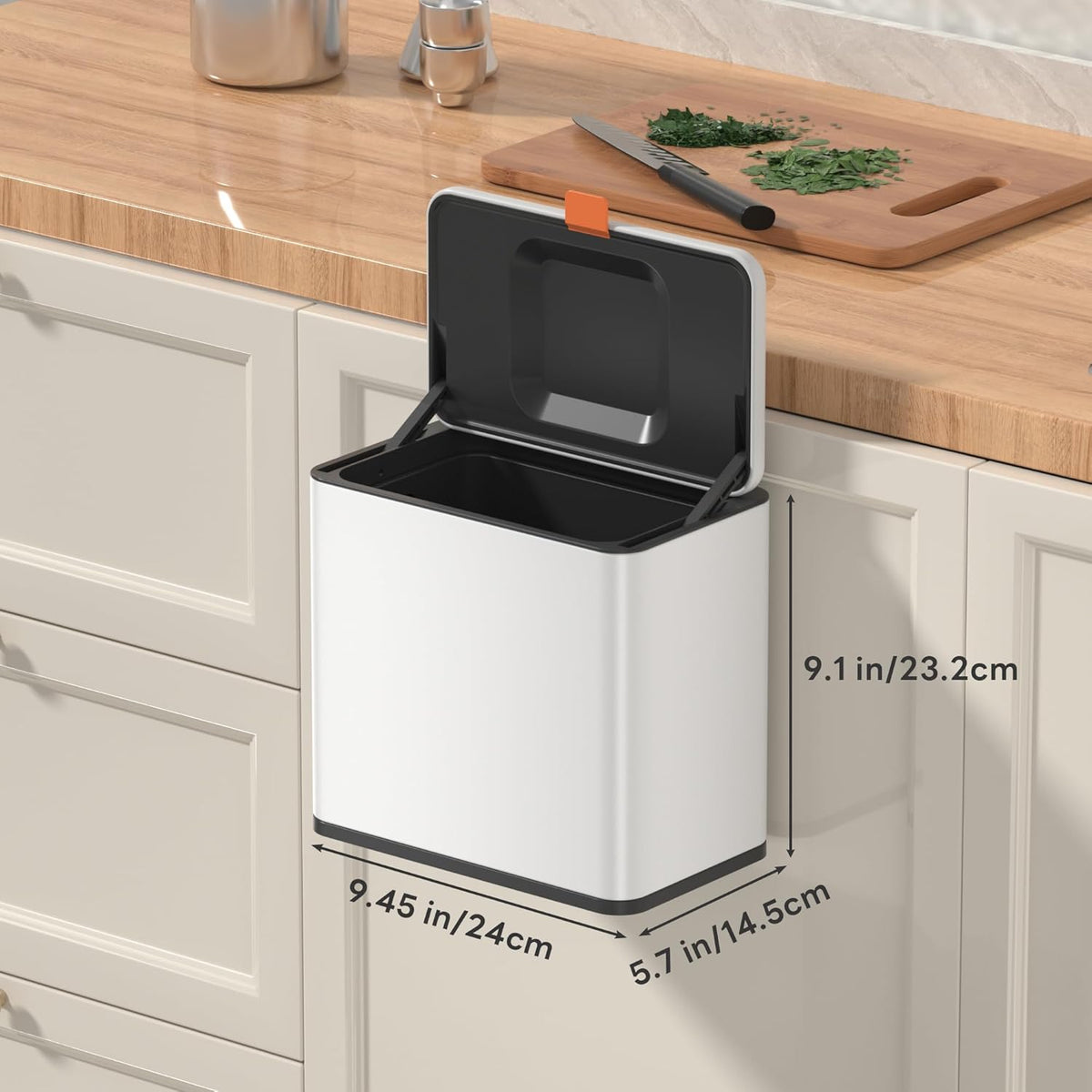 Mbillion Kitchen Compost Bin Hanging Trash Can with Lid 1.05 Gallon Stainless Steel Garbage Can for