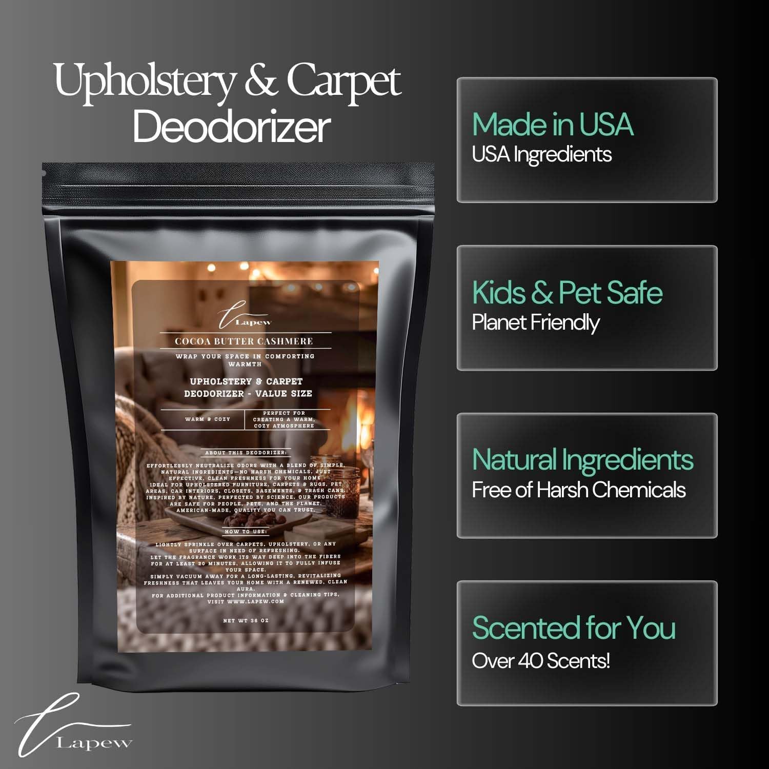Cocoa Butter Cashmere Carpet Freshener Powder Refill 36 oz | Powerful Odor Eliminator for Home |