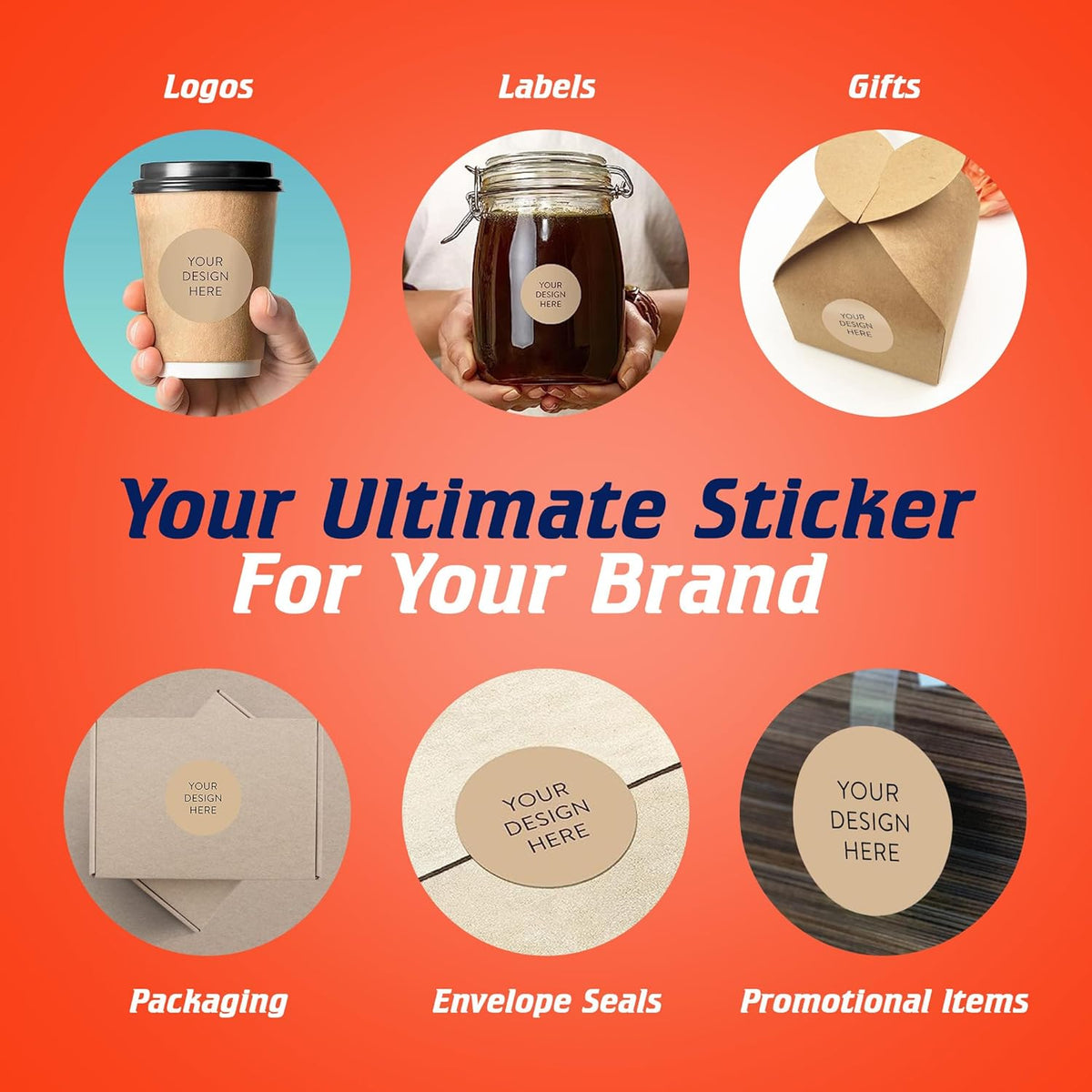 100 Custom Vinyl Stickers - Upload Your own Image, Text, Design, Logo - Personalized Logo Labels