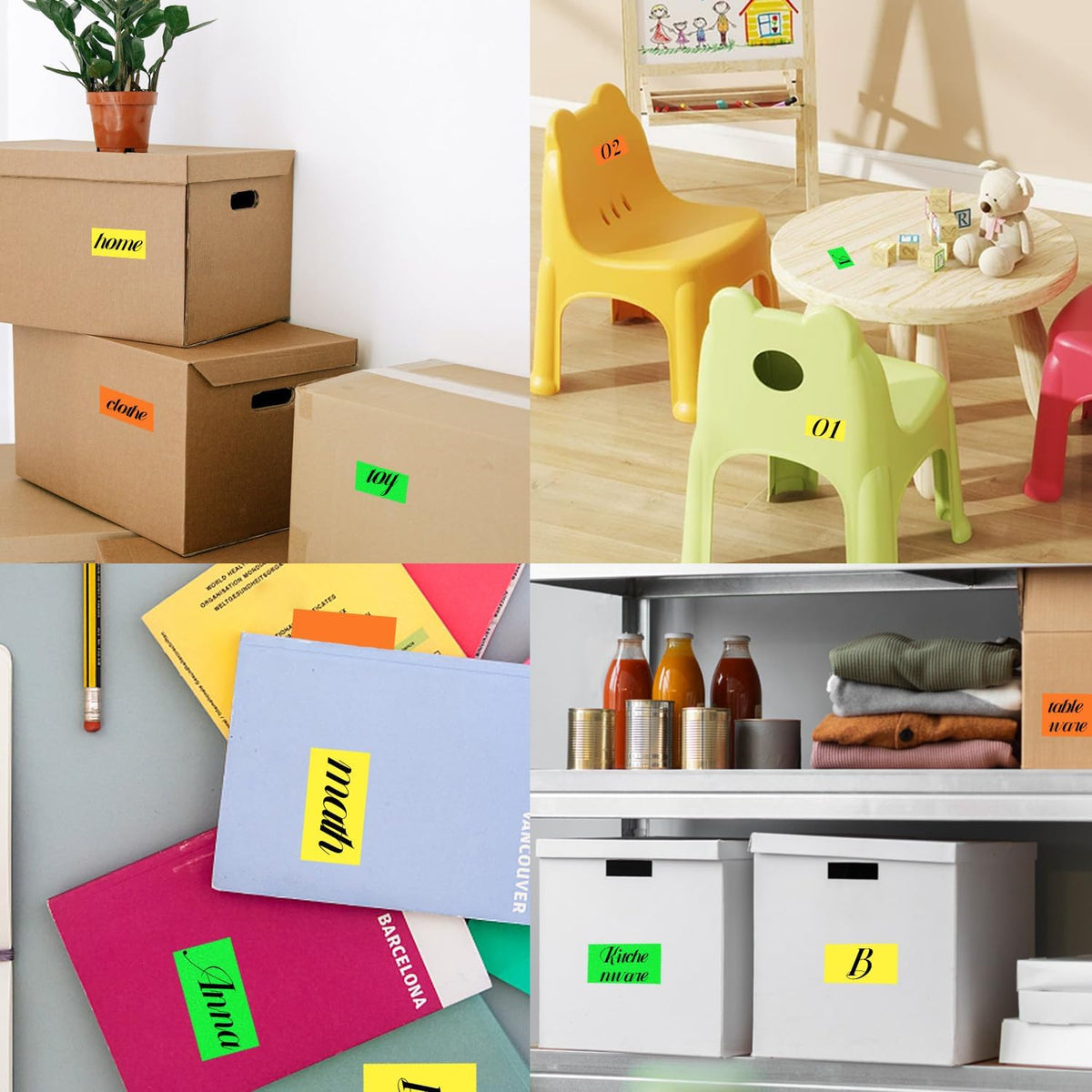 STARLIBOO Colored Labels Stickers 3 x 2 Inch, Rectangle Moving Labels Stickers, 750Pcs Garage Sale