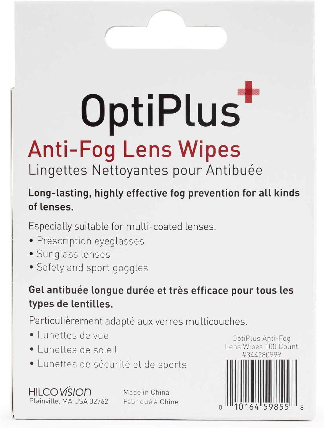 OptiPlus Anti Fog Pre-Moistened Cleaning Wipes for Glasses, Screens, Lenses - Quick-Dry