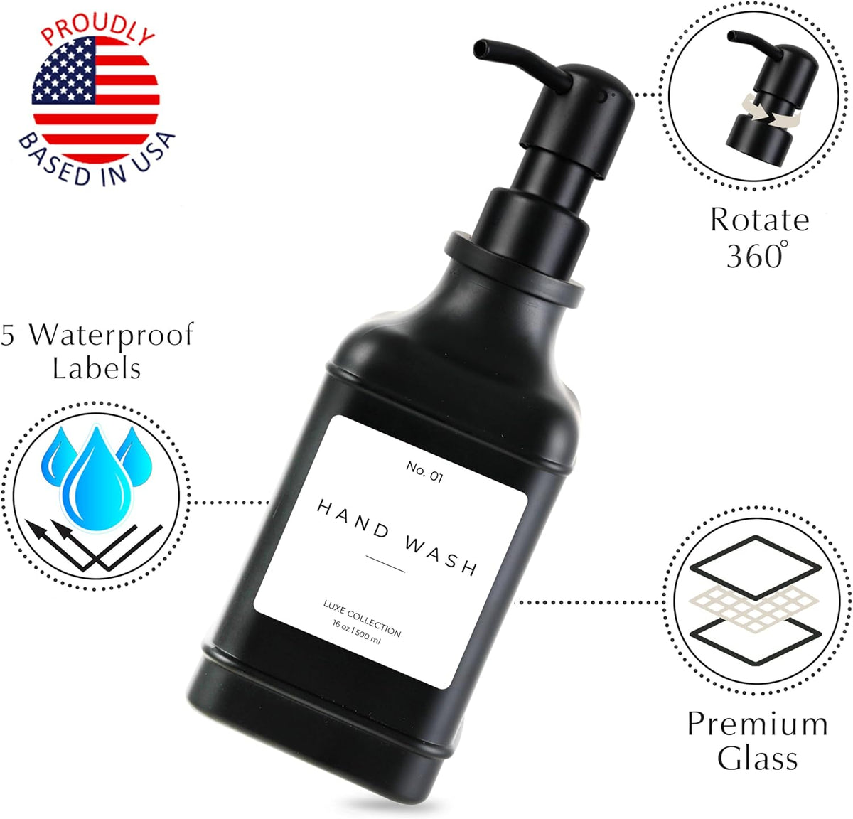 Emerson Essentials Soap Dispenser, Dish Soap Dispenser, Soap Dispenser Bathroom Set, Hand Soap