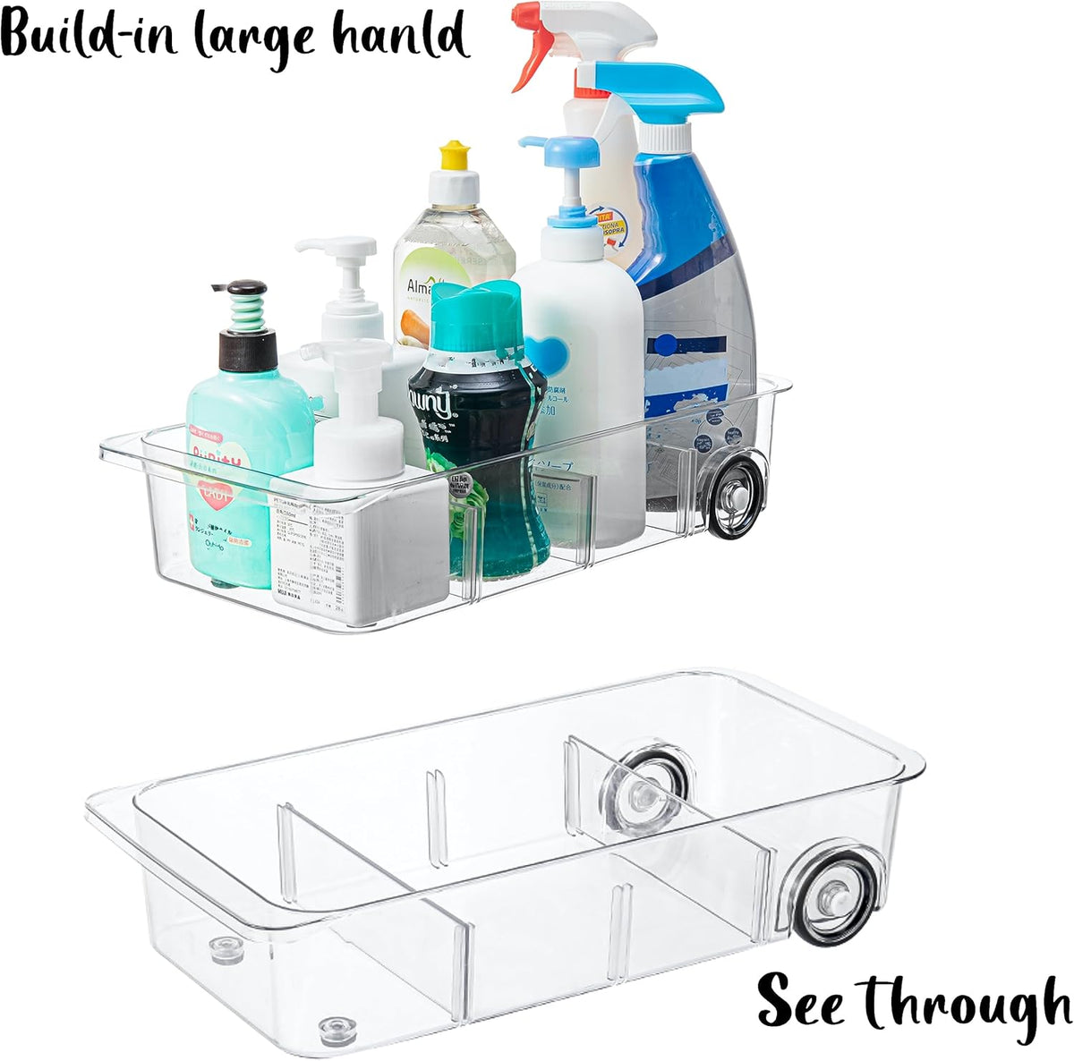 Fridge Organizer Bins With Wheels, 2 Pack Roll Out Refrigerator Organizers And Storage Refrigerator