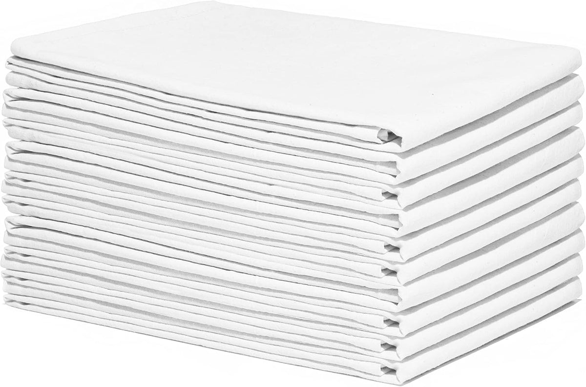 Bulk Tea Towels - 50 Pack 100% Cotton Wholesale Tea Towels - Bulk White Kitchen Towels - Easy to