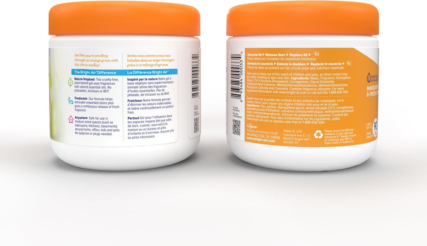 Bright Air 14 oz. Super Odor Eliminator, For Medium-Size Spaces, Mandarin Orange and Fresh Lemon