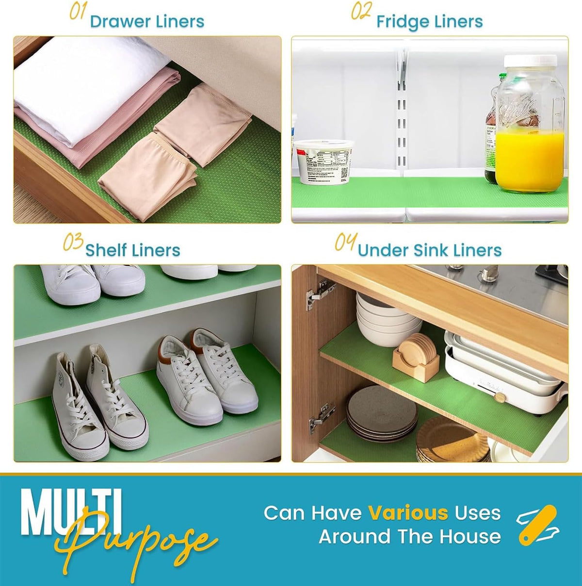Refrigerator Liners for Shelves by Linda’s Essentials - Easy to Clean Fridge Liner with Spill