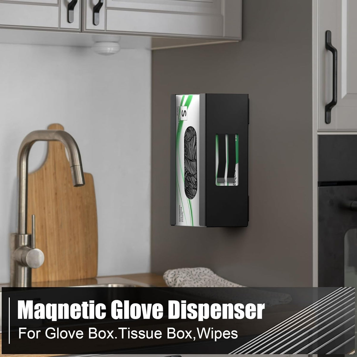 Magnetic Glove Box Holder, Disposable Glove Dispenser Wall Mount, Metal Glove Rack Organizer for