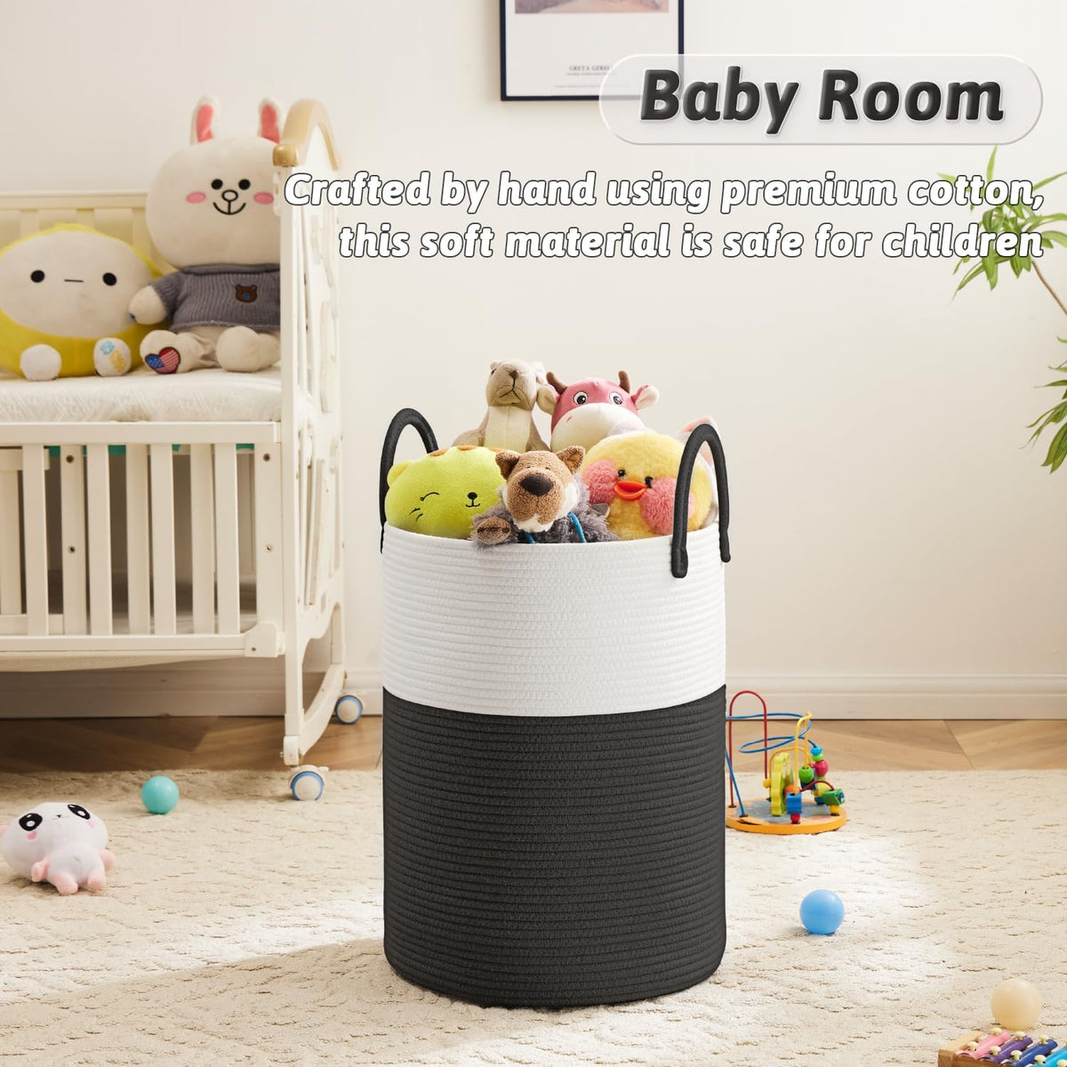 Laundry Basket,Woven Cotton Rope Laundry Hamper,100L for Decorative Storage of Dirty Clothes,Toys