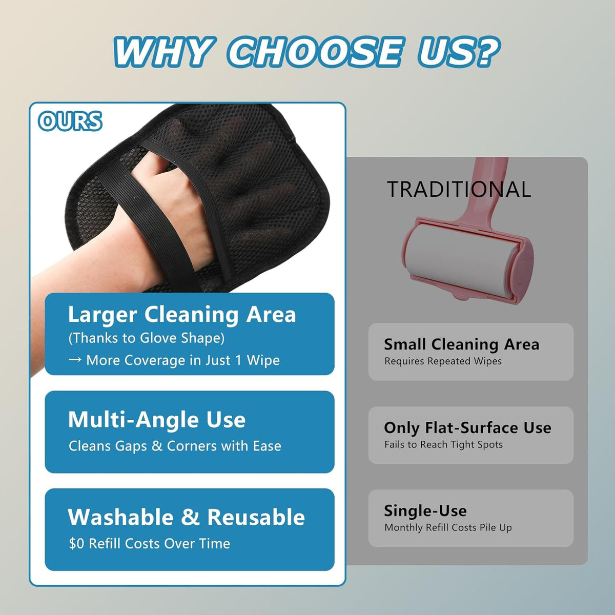 1-Pack Pet Hair Removal Glove for Dogs and Cats, Electrostatic Reusable Grooming Glove for
