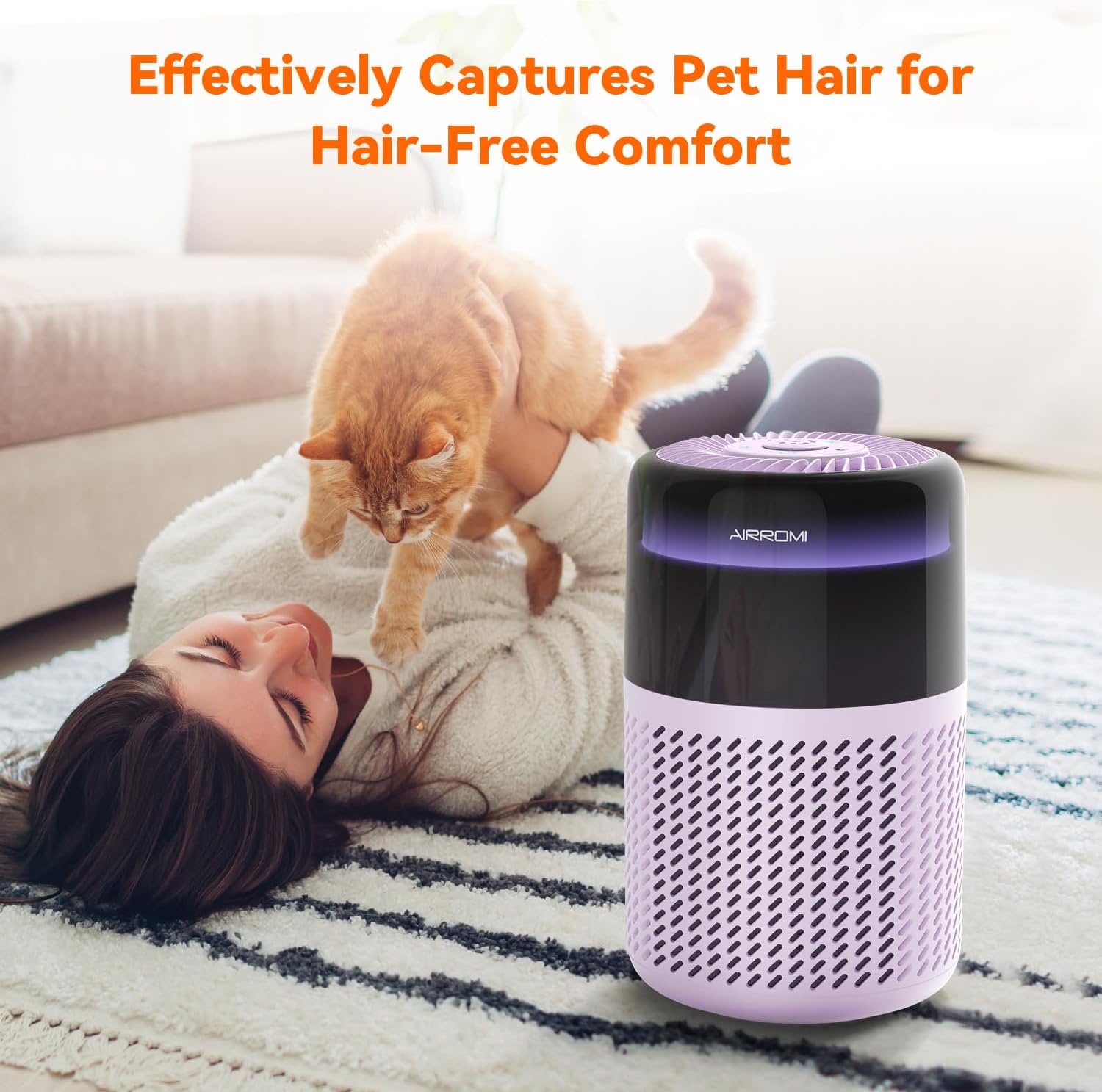 AIRROMI Air Purifier for Bedroom Home,HEPA Filter,Covers Upto 549 Ft²,Quiet 360°intake Air Cleaner