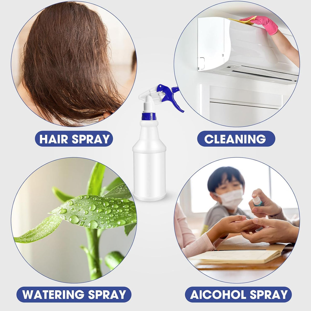 Eccliy 12 Pcs 16 Oz Plastic Spray Bottle, Adjustable Empty Reusable Sprayer for Cleaning, Planting