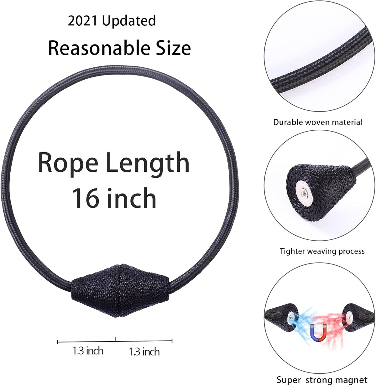 2 PCS Magnetic Curtain Tiebacks, European Style Convenient Drape Tie Backs Holdbacks for Thin or