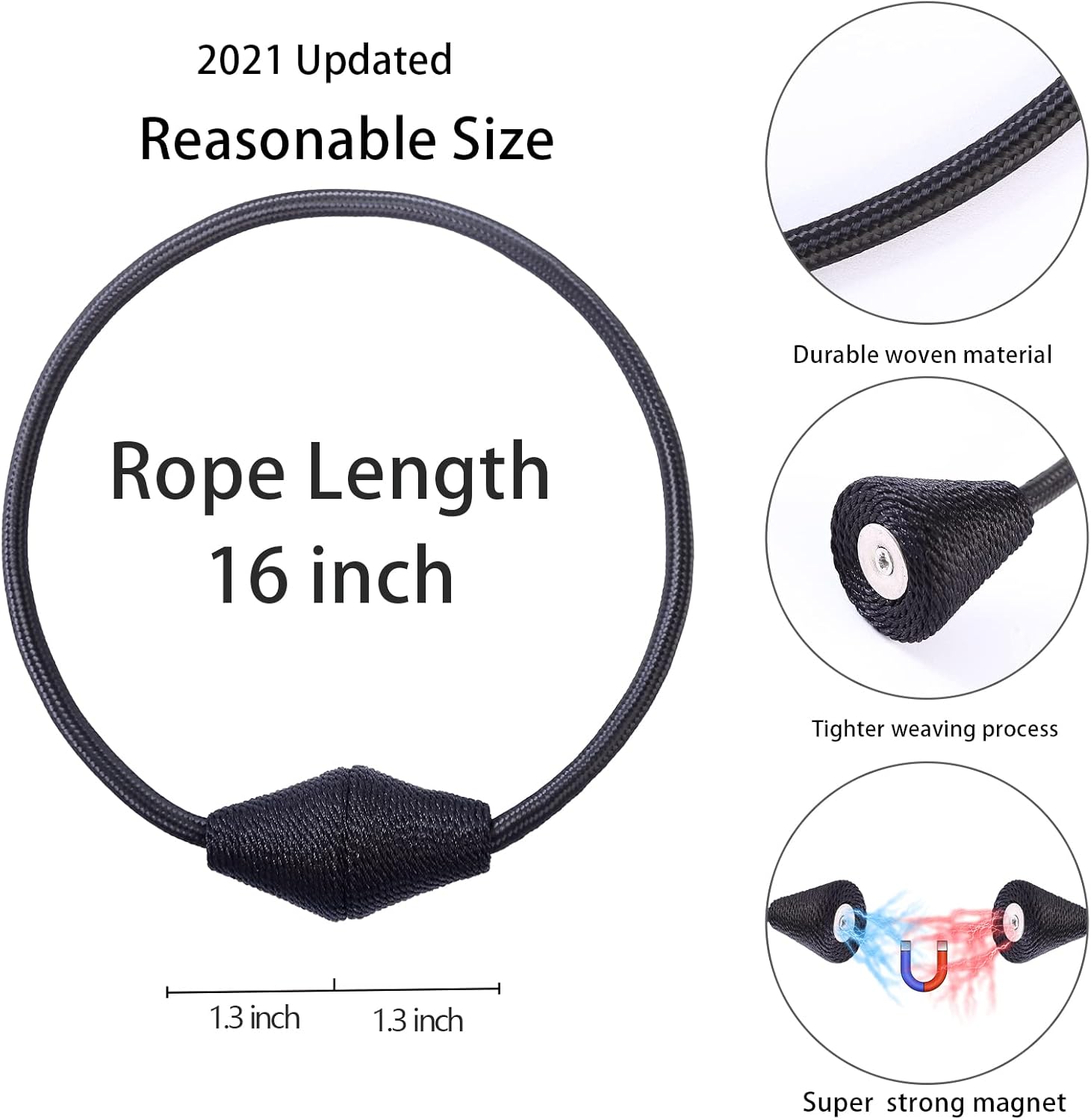 2 PCS Magnetic Curtain Tiebacks, European Style Convenient Drape Tie Backs Holdbacks for Thin or