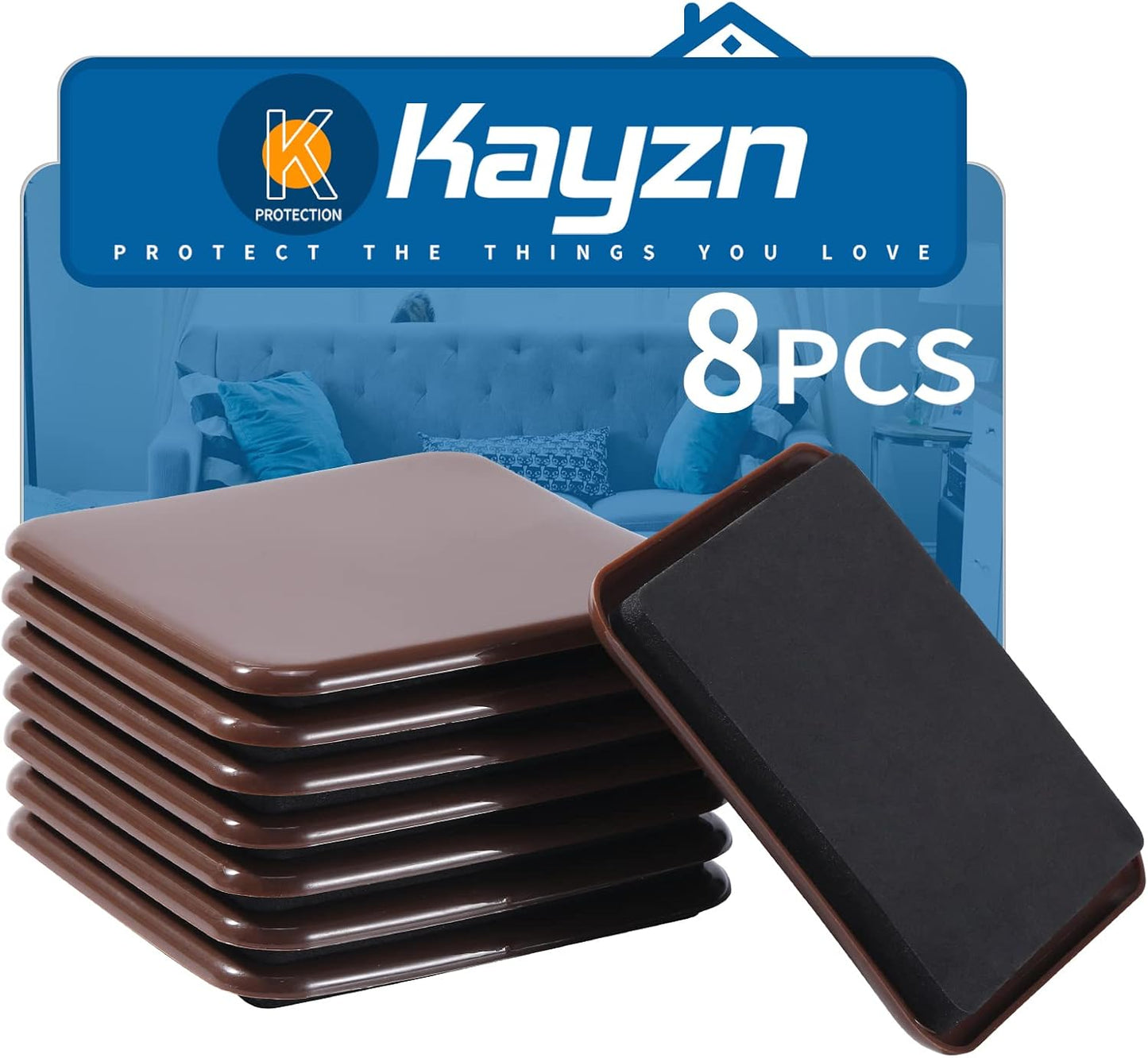 Furniture Sliders, 8pcs 4.7 inch Square Furniture Moving Kits Carpet Sliders for Moving Furniture