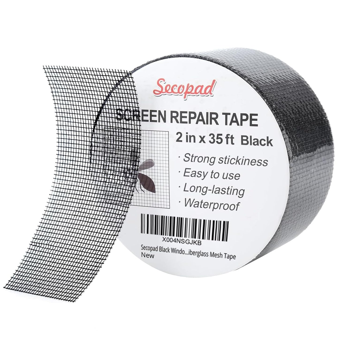 Black Window Screen Repair Tape, 2IN X 35FT (420IN) Screen Repair Kit for Windows or Doors, Strong