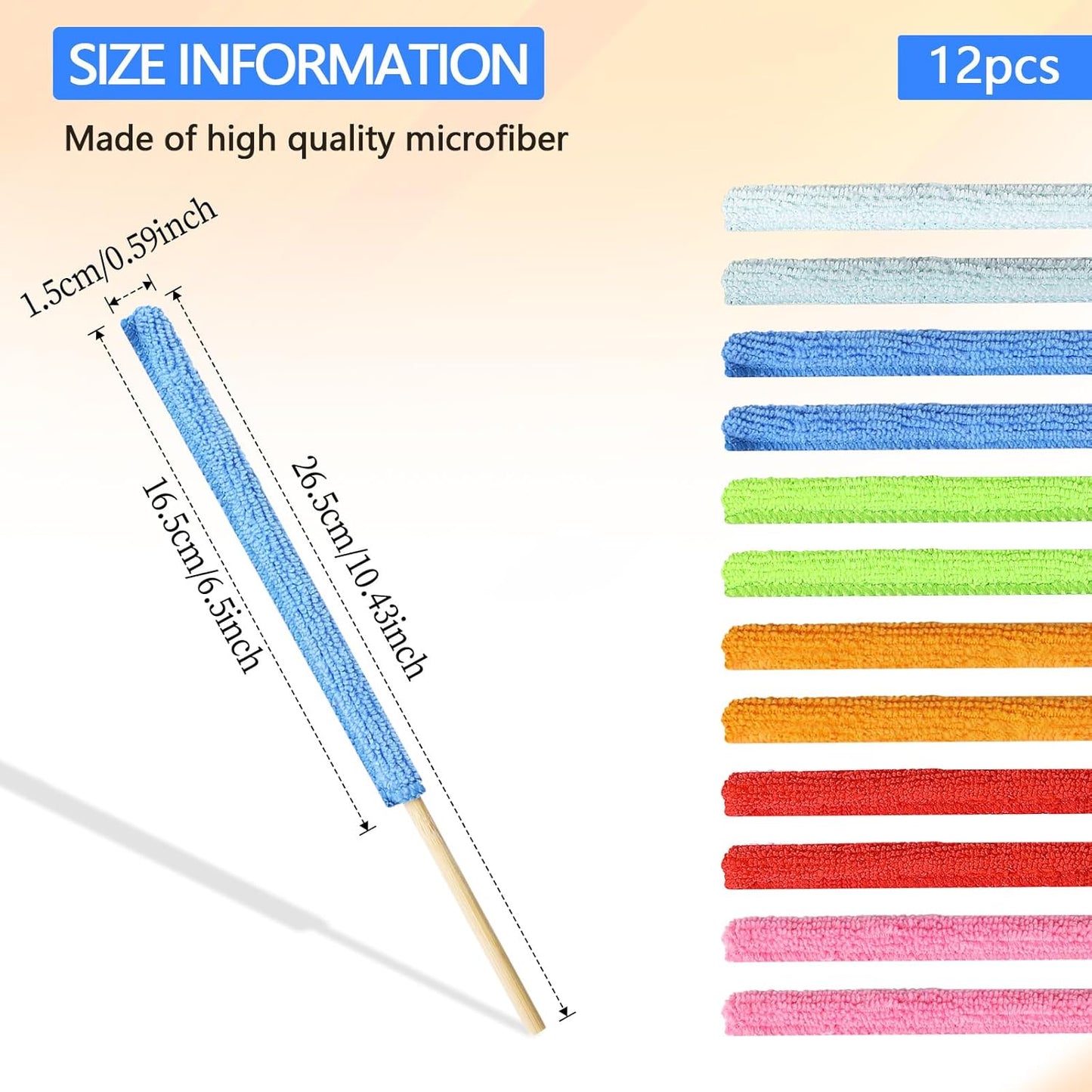 12 Pcs Microfiber Detail Duster Sticks Fan Cleaning Brush Crevice Cleaning Tool AC Vent Cleaner