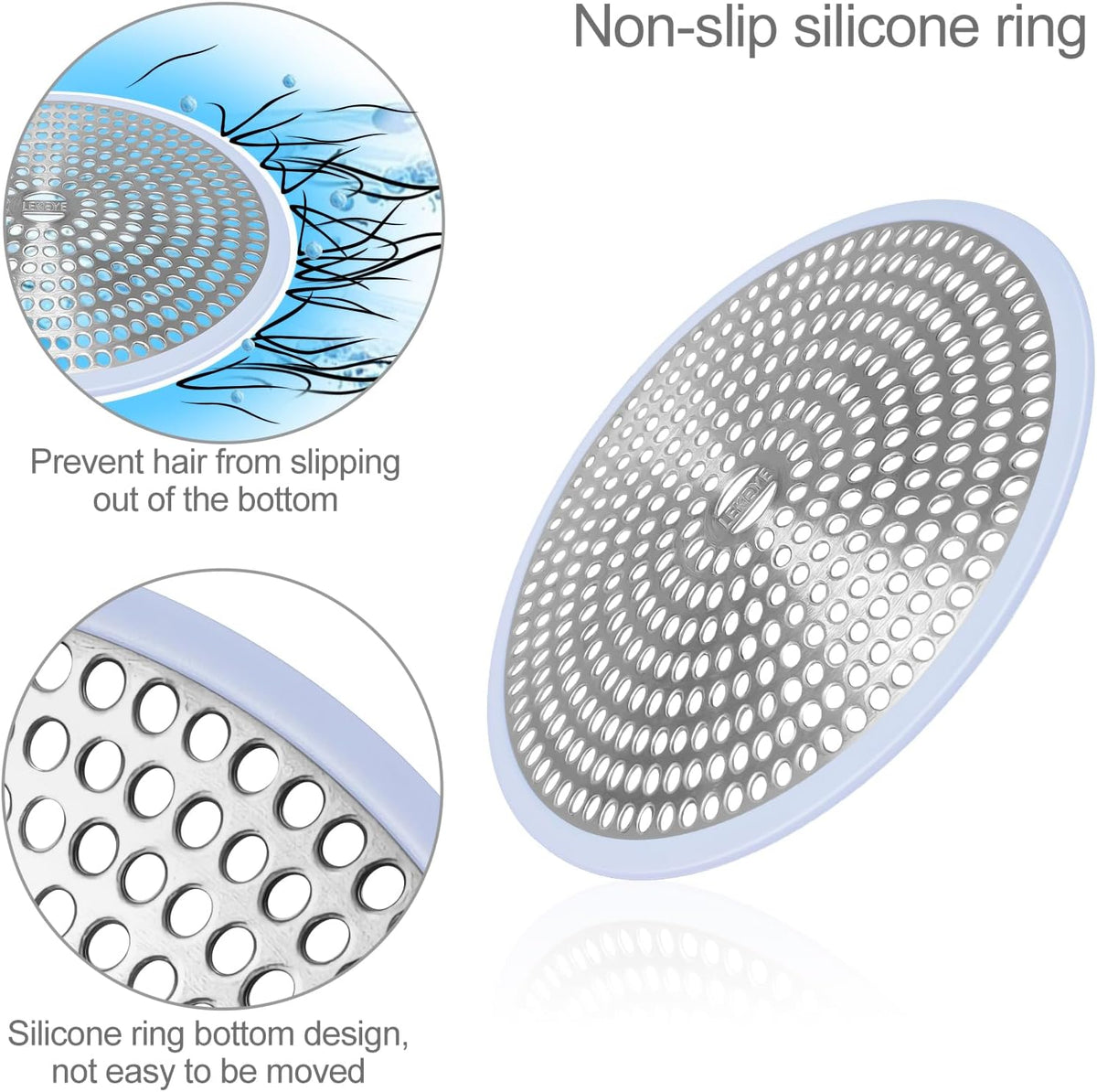 LEKEYE Shower Drain Hair Catcher | Strainer | Shower Stall Drain Cover | Bathroom Drain Protector