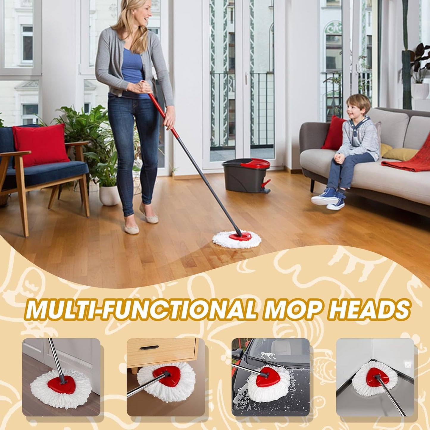 6 Pack Spin Mop Replacement Heads, Microfiber Spin Mop Refills for O Ceda EasyWrin 1-Tank System