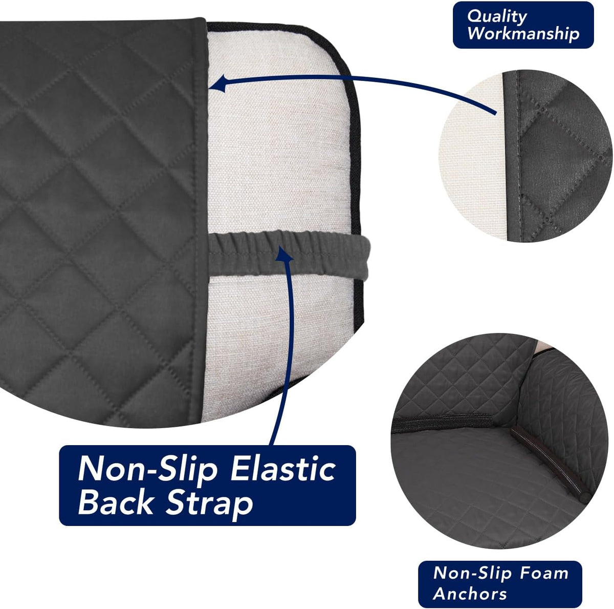 PureFit Reversible Quilted Sofa Cover, Water Resistant Slipcover Furniture Protector, Washable