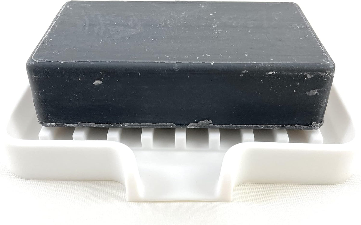 Happitasa Silicone Soap Dish Tray and Sponge Holder with Drain Chute, Pack of 2 | Bathroom and