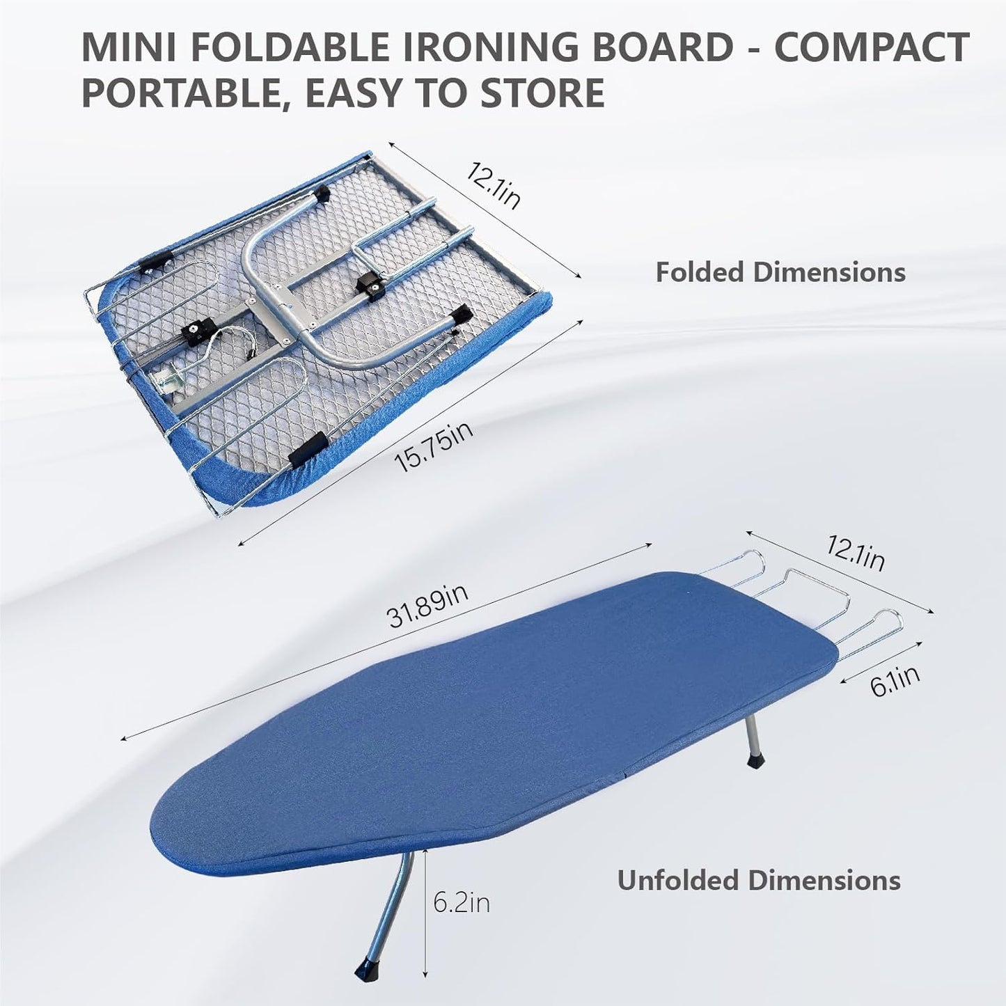 Metal Foldable Tabletop Ironing Board with Iron Rest, Portable Ironing Board Small with Heat