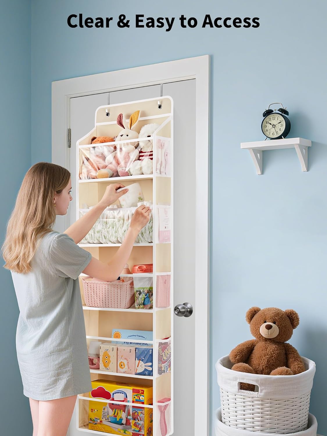 JARLINK 2 Pack Toy Stuffed Animal Storage, Over The Door Organizer W/Clear View Windows, 44lb Load