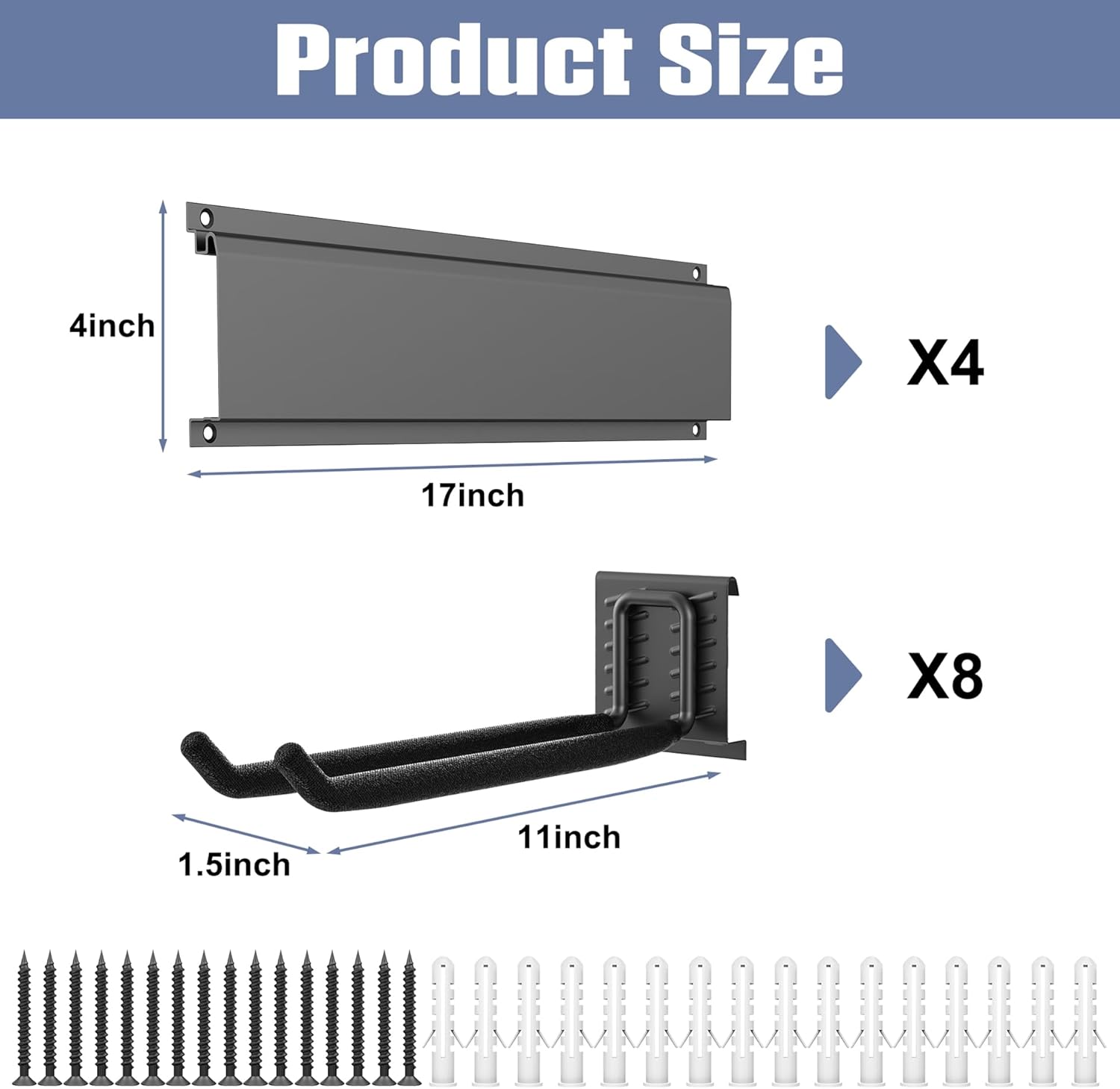 WALMANN Wall Mounted Garden Tool Organizer for Garage, Heavy Duty Folding Chair Storage Rack