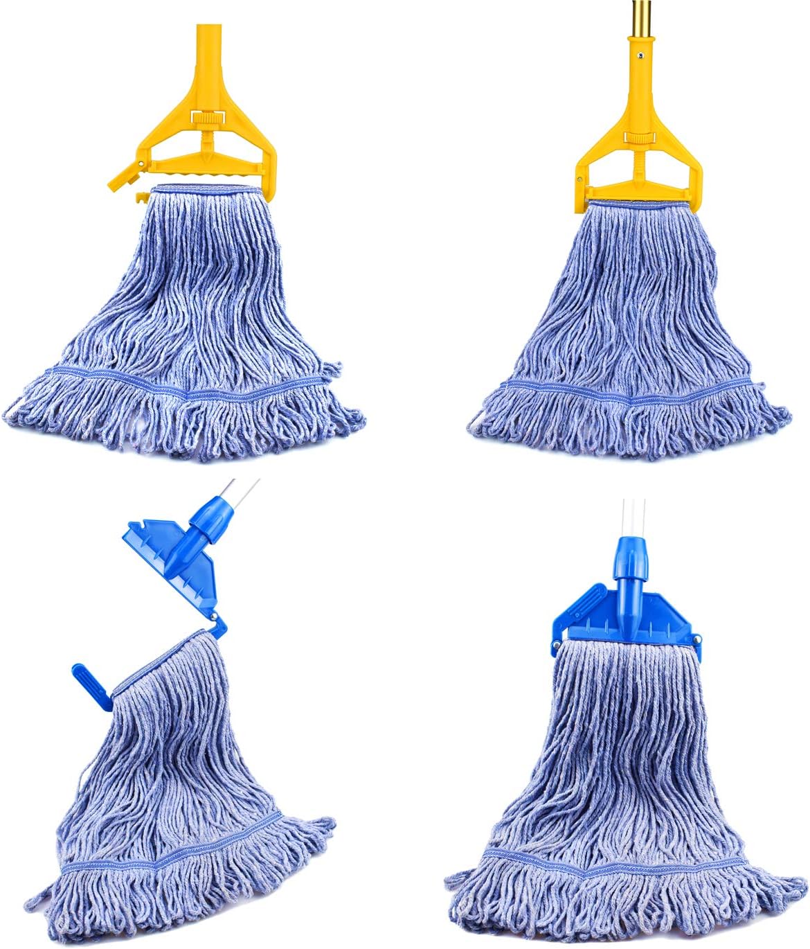 String Mop Heads Replacement Heavy Duty Commercial Grade Blue Cotton Looped End Wet Industrial