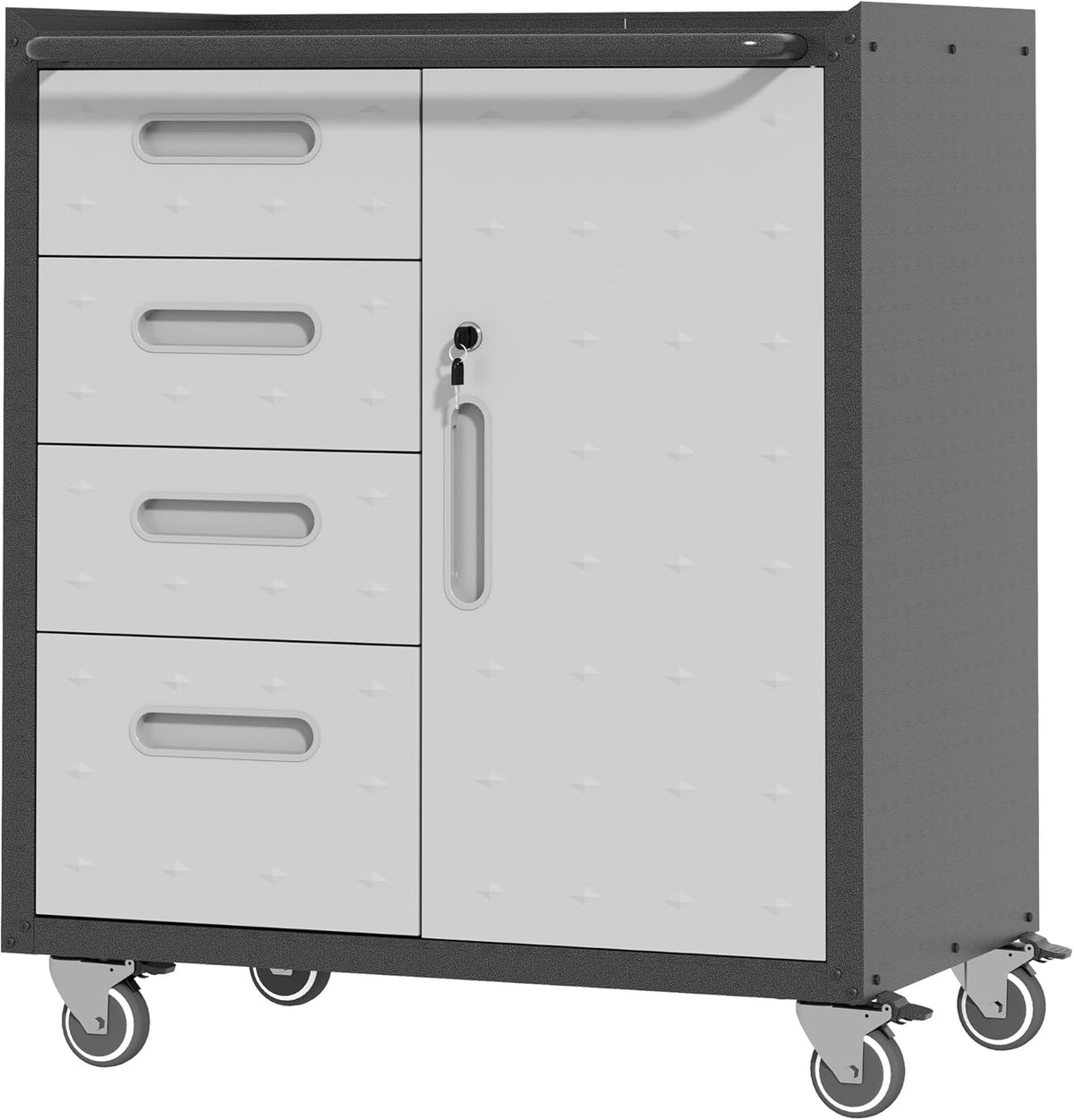 Metal Storage Cabinet with Wheels, Rolling Tool Cabinet with Adjustable Shelve, Locking Garage