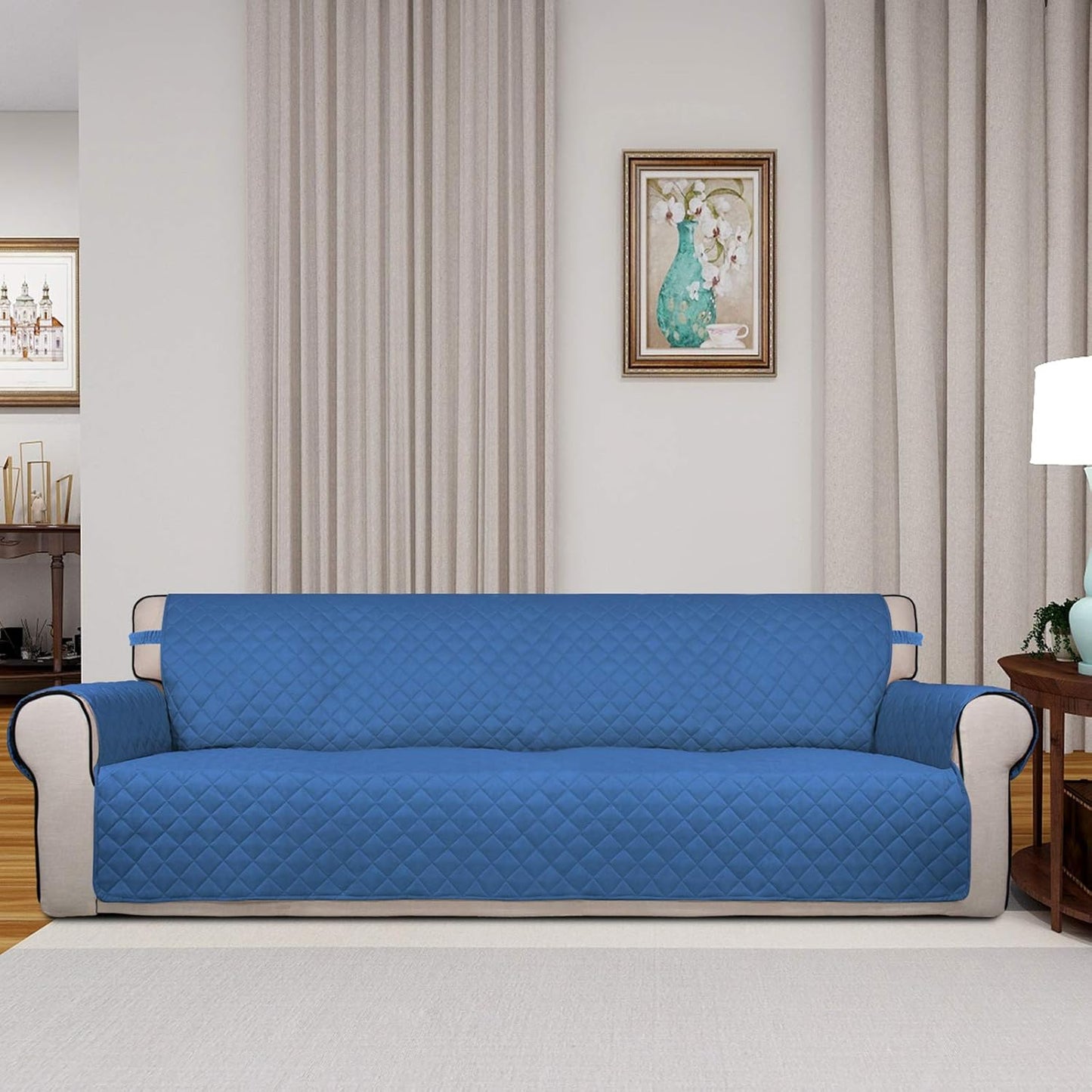 PureFit Reversible Quilted Sofa Cover, Water Resistant Slipcover Furniture Protector, Washable