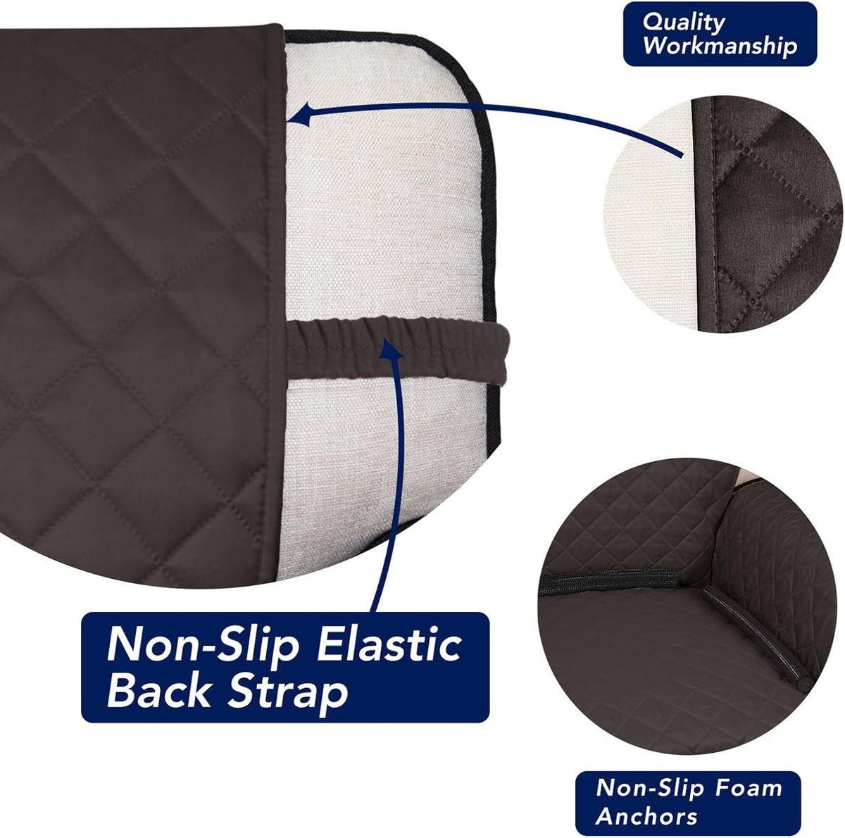 PureFit Reversible Quilted Sofa Cover, Water Resistant Slipcover Furniture Protector, Washable