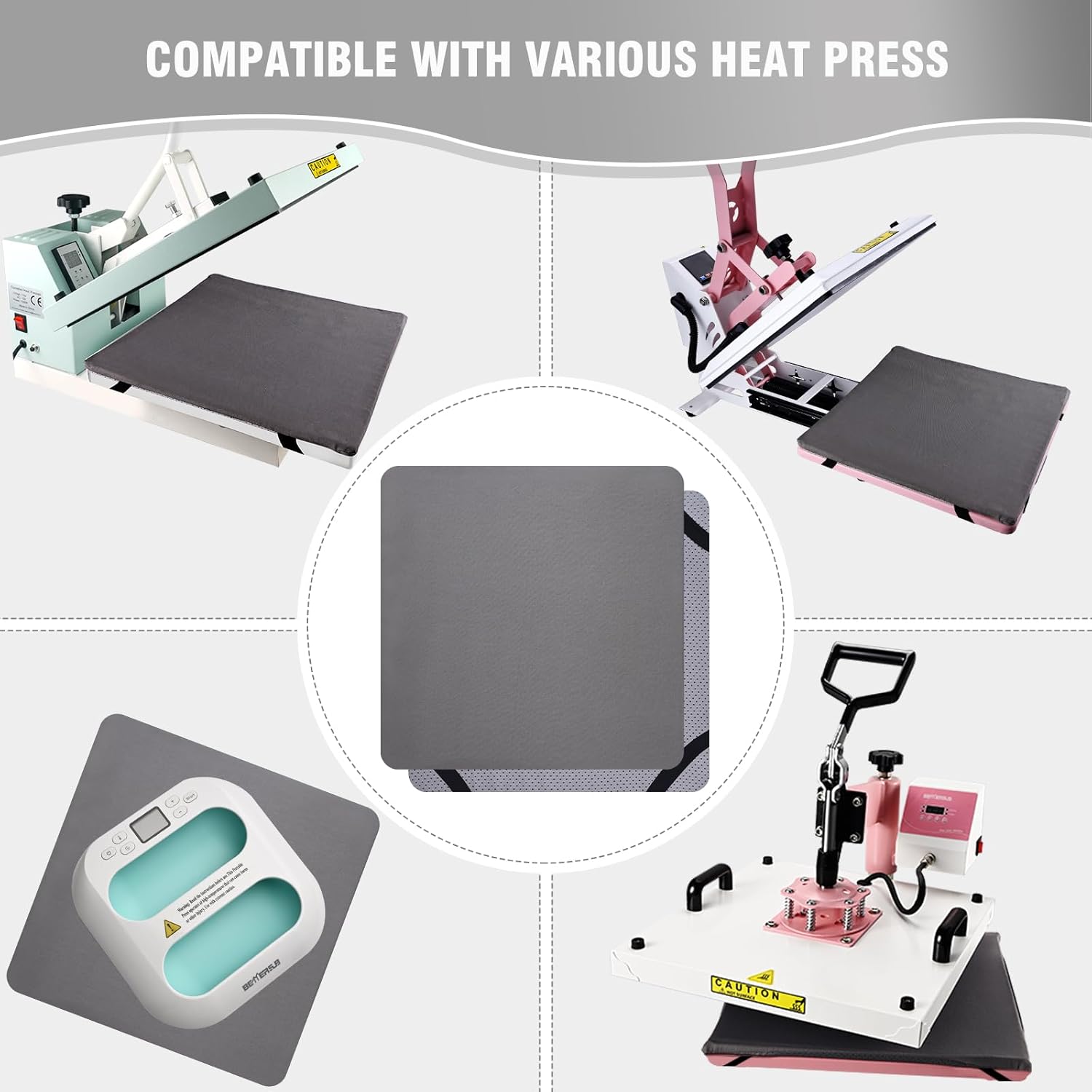 BetterSub Heat Press Mat, 15'' x 15'' Thick Heat-Resistant Foam for Protective Heat Transfer