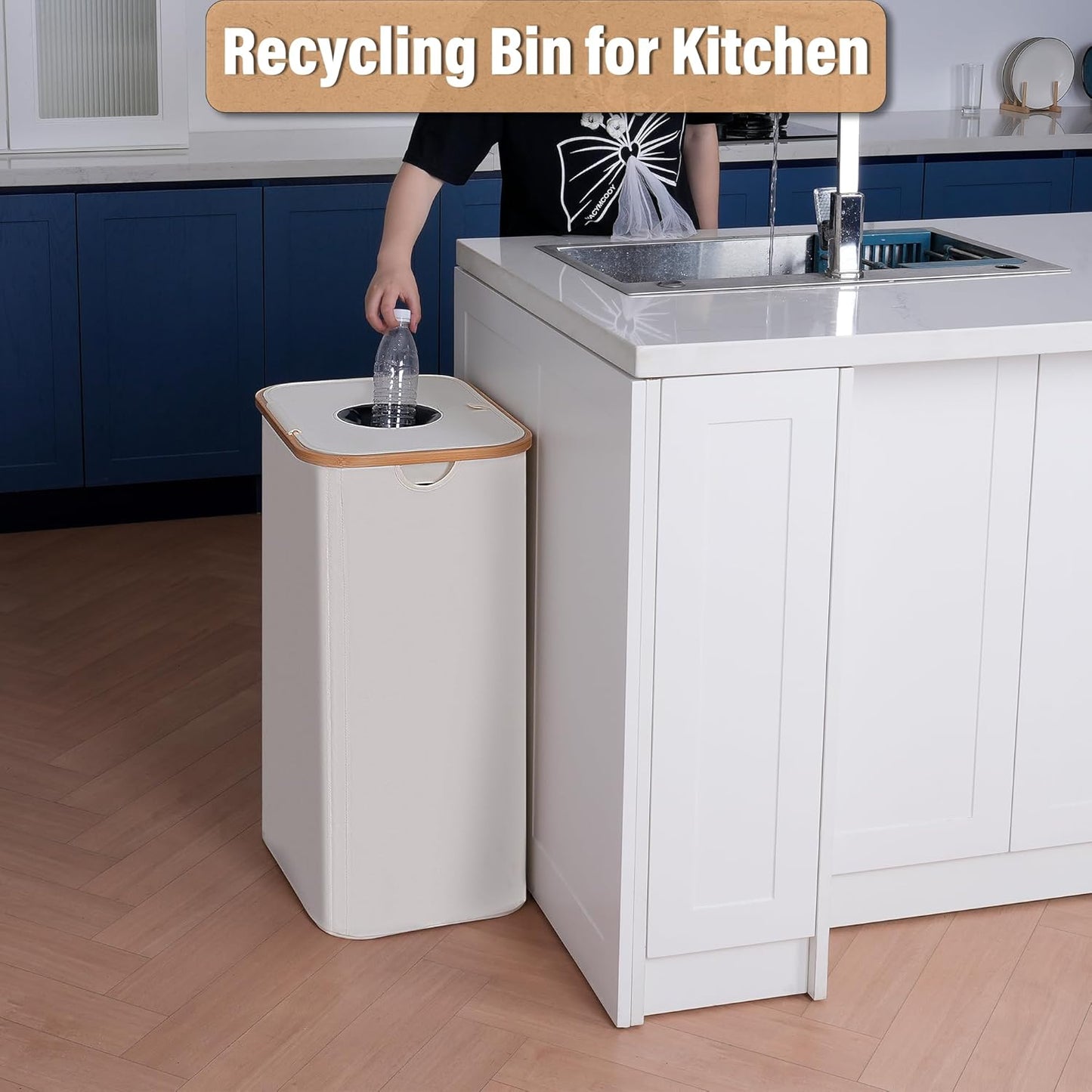efluky Recycling Bin 100L, 26 Gallon Recycle Bins for Kitchen Indoor Outdoor Home with 2 Removeable