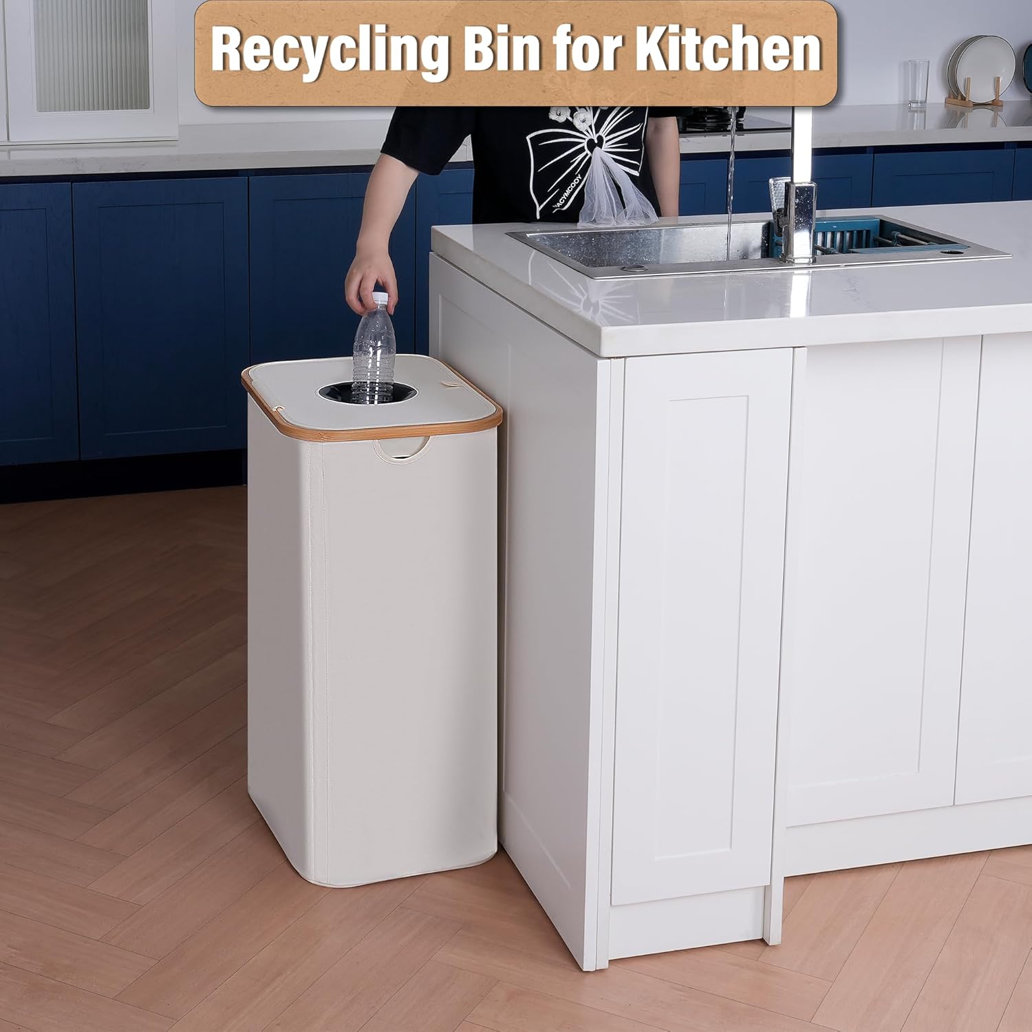 efluky Recycling Bin 100L, 26 Gallon Recycle Bins for Kitchen Indoor Outdoor Home with 2 Removeable
