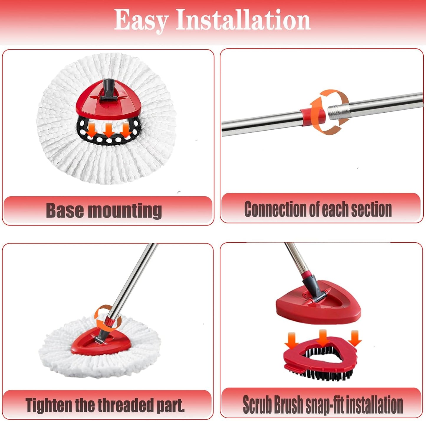 Spin Mop Replacement Head Mop Replace Head Compatible with O Cedar EasyWring Spin Mop - 4 O-Ceda