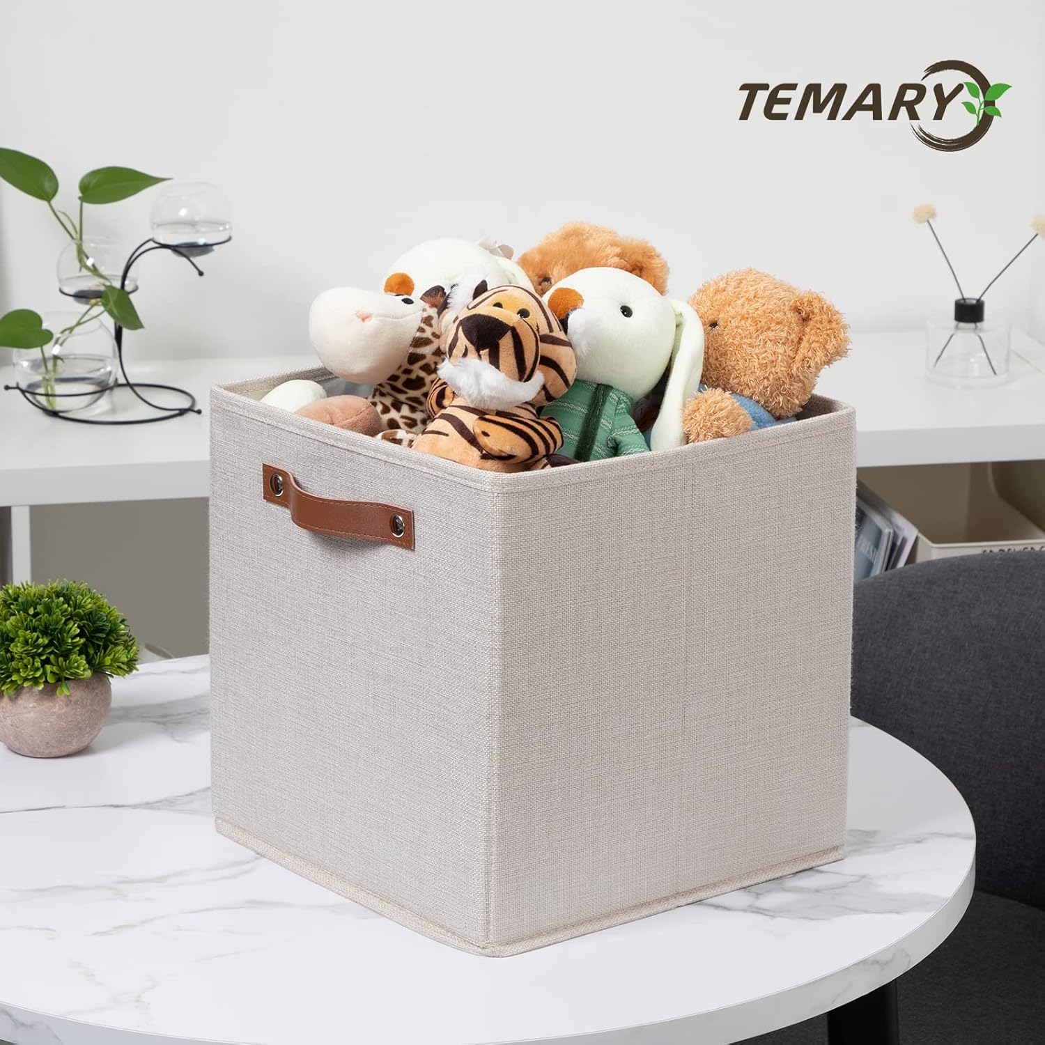 Temary Cube Storage Bins 12 Inch Storage Cubes 4PCs Fabric Organizer Bins Boxes with Handles