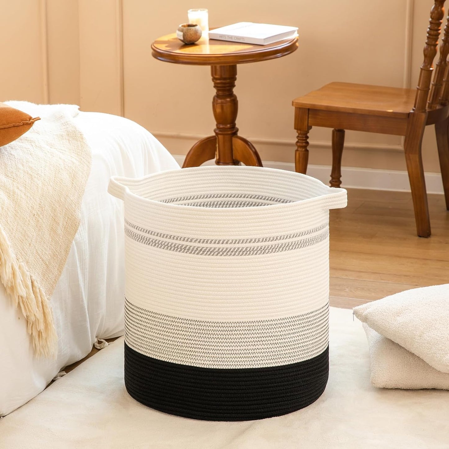 OIAHOMY 80L Laundry Hamper,Storage Basket with Handles,Decorative Basket for Living room,Woven