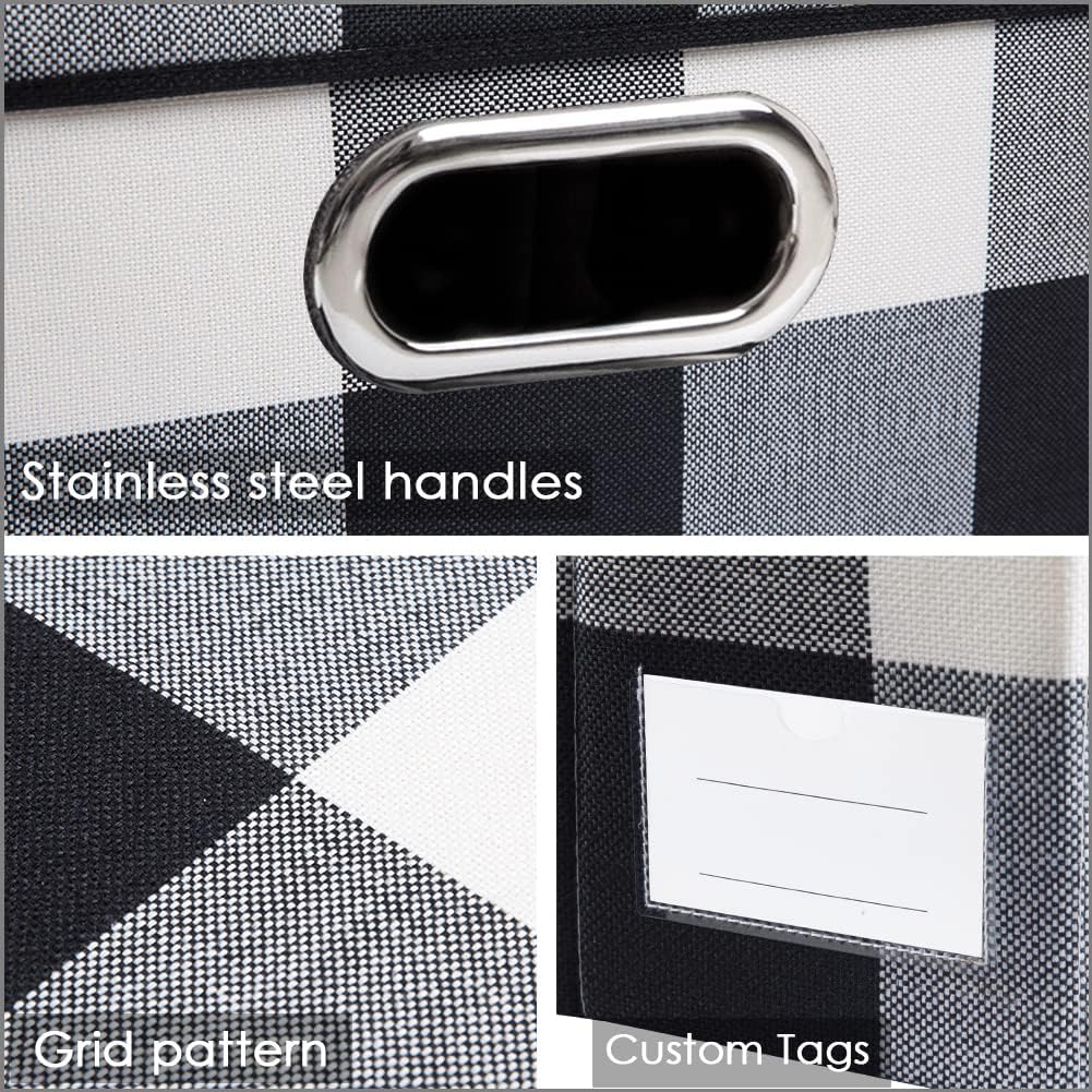 PRANDOM Collapsible Storage Bin with Lid [3-Pack] Fabric Foldable Storage Box Organizer Container