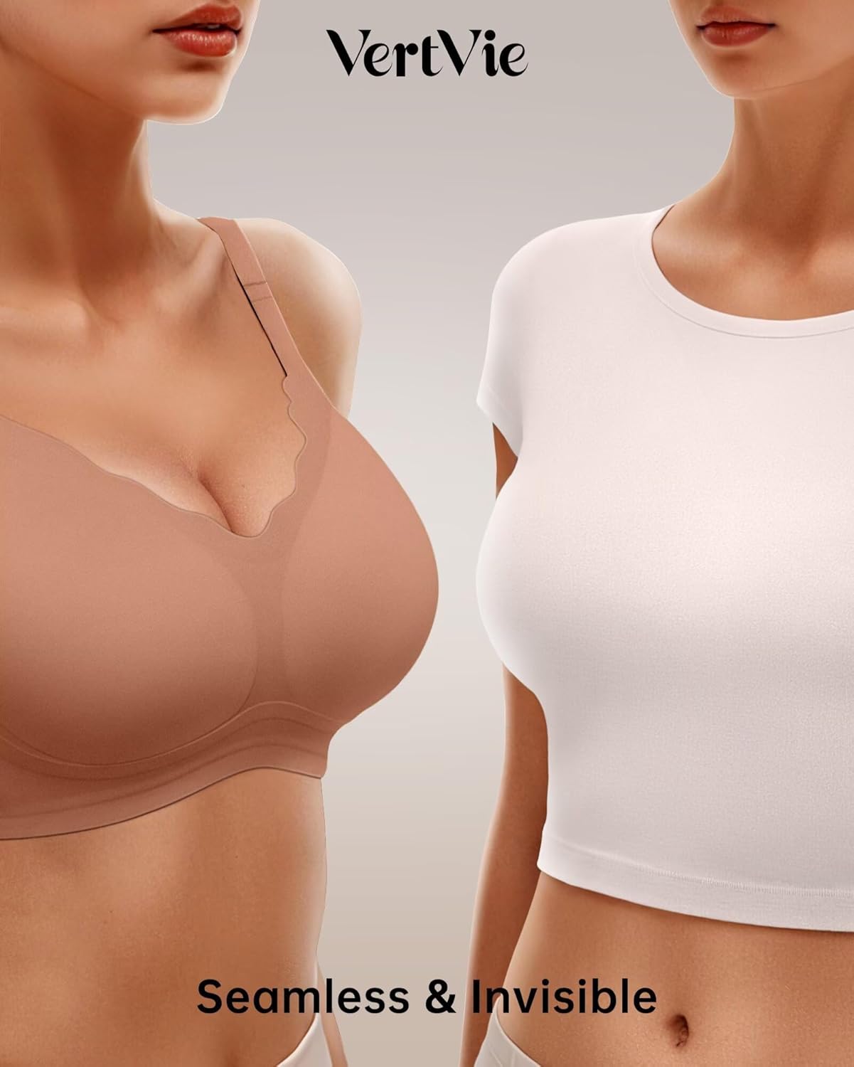 Vertvie Womens Seamless Bras No Underwire Supportive Wireless Push Up Full Coverage Bralette