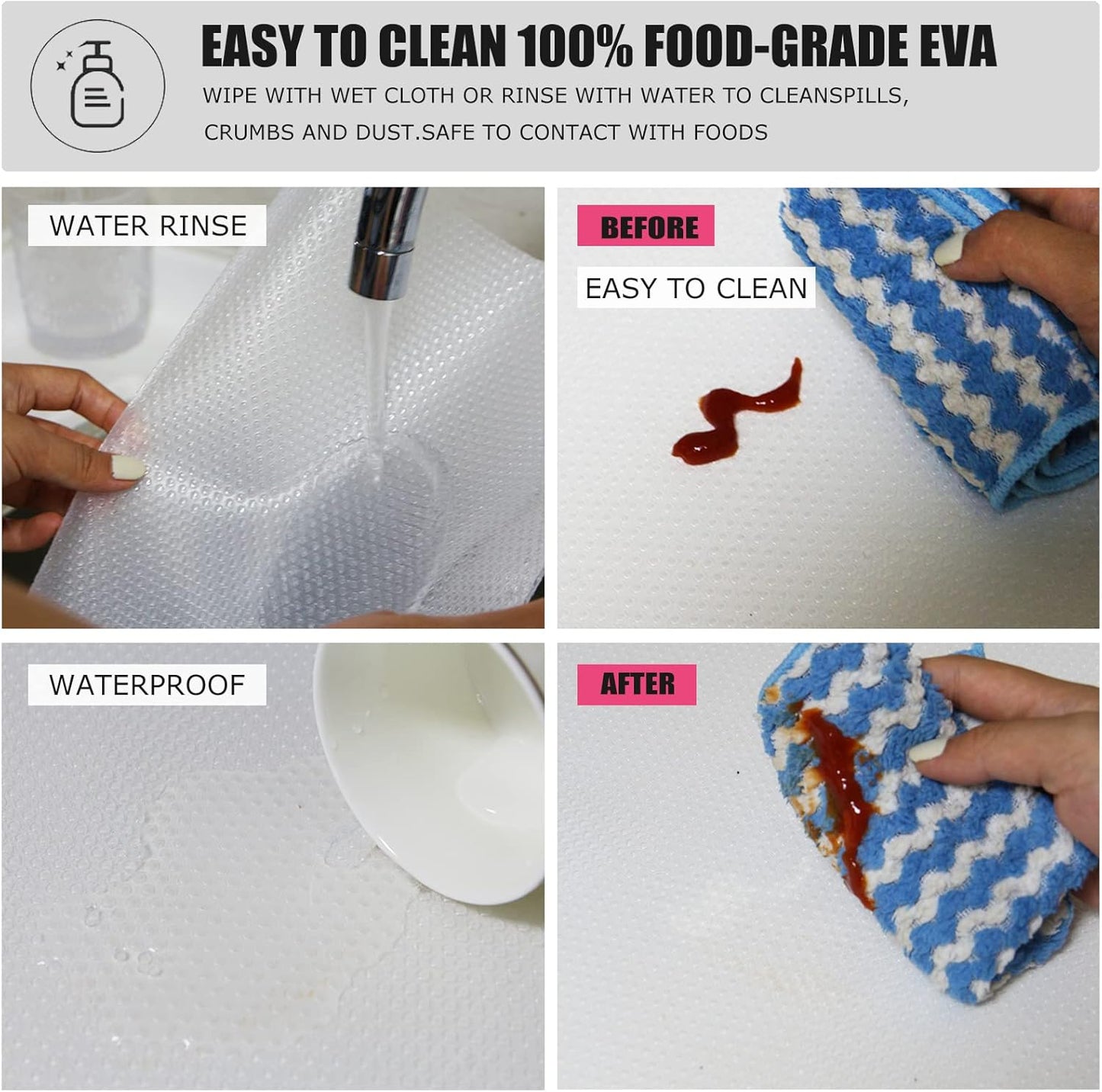 8Pcs Refrigerator Liners, Washable Fridge Liner Mats Covers Pads for Glass Shelf Cupboard Cabinet