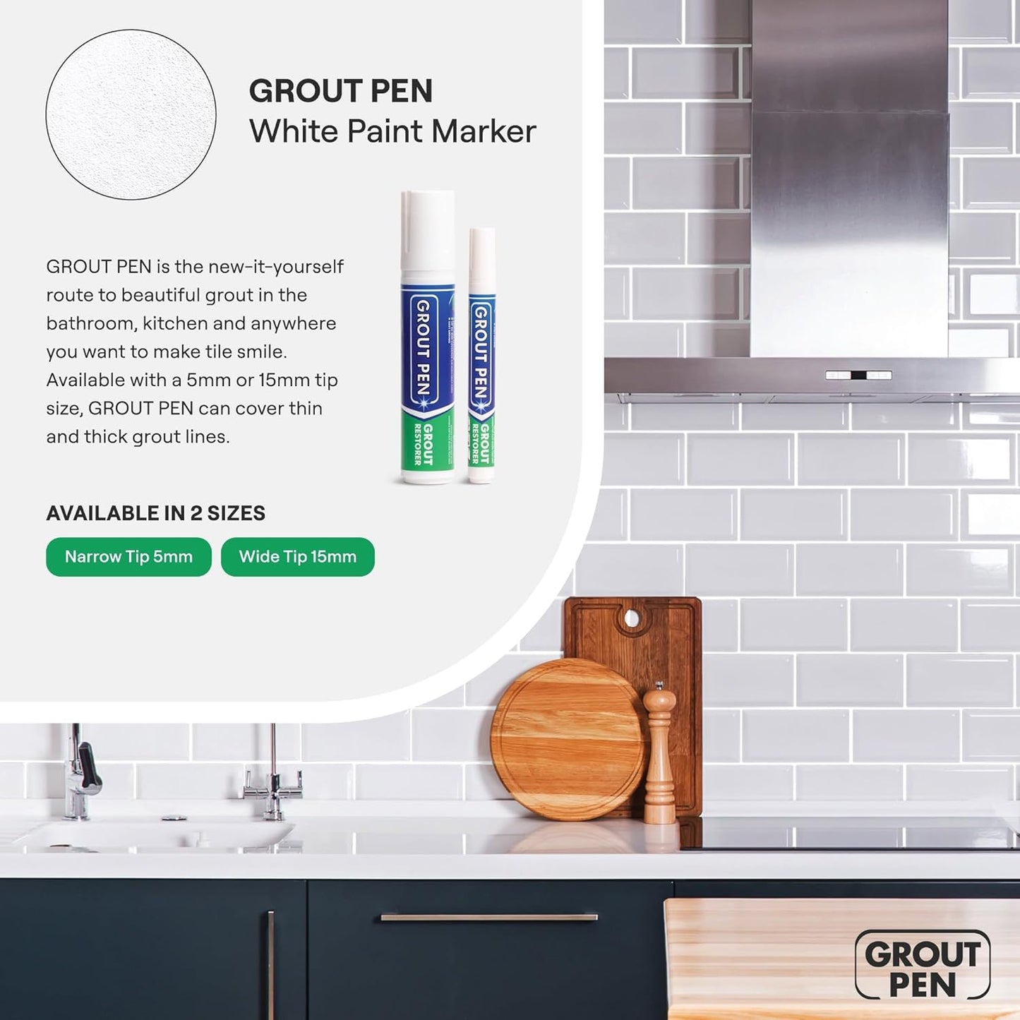 Grout Pen White Tile Paint Marker: Waterproof Grout Paint, Tile Grout Colorant and Sealer Pen