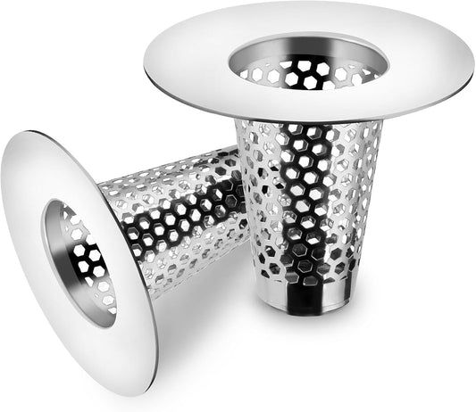 2PCS Bathroom Sink Drain Strainers, 1" Small Conical Premium Stainless Steel Porous Hair Catcher